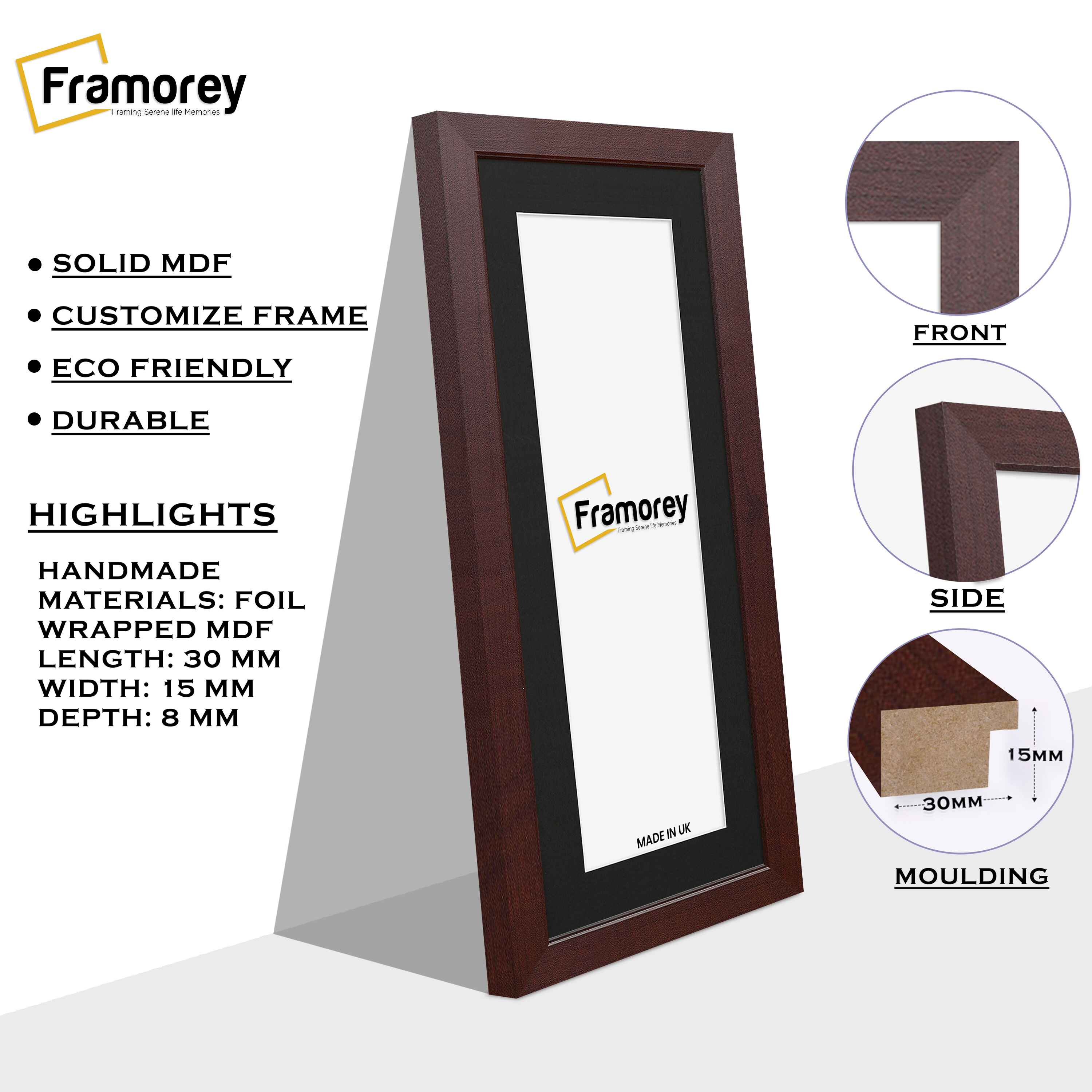 Panoramic Mahogany Picture Frame With Black Mount Wall Décor Frame