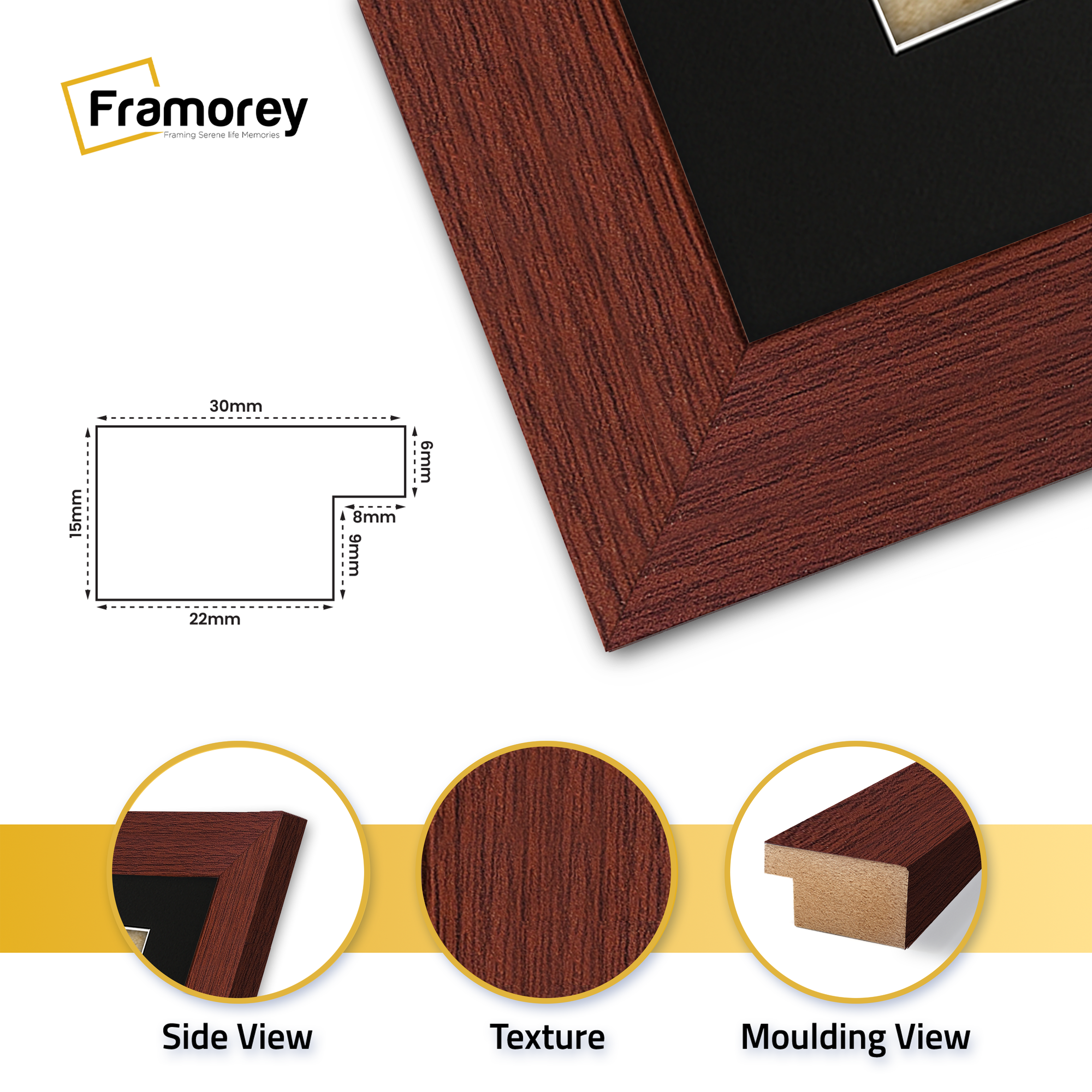 Mahogany Picture Frames with Black Mount
