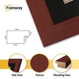 Panoramic Mahogany Picture Frame With Black Mount Wall Decor Frame