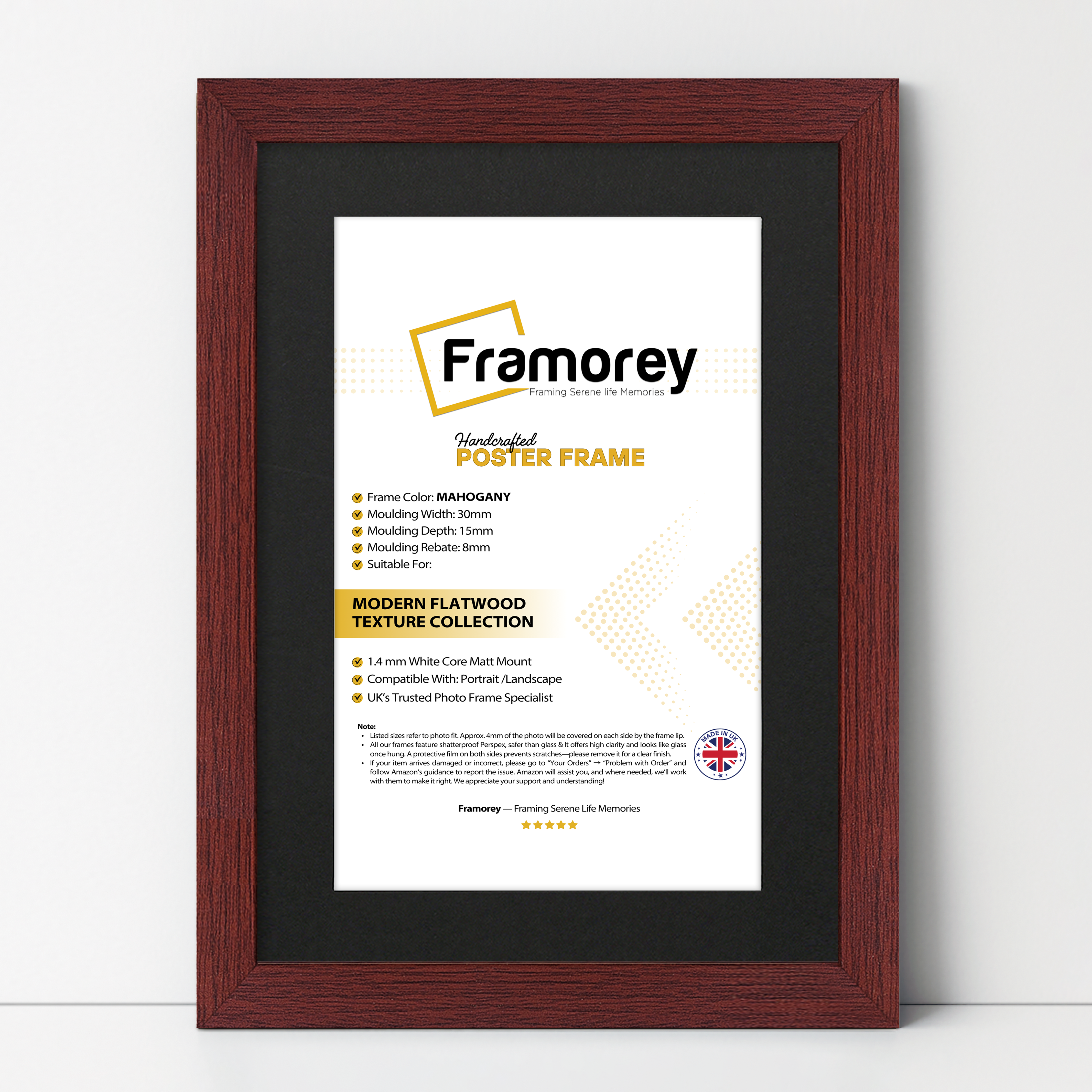 Mahogany Picture Frames with Black Mount