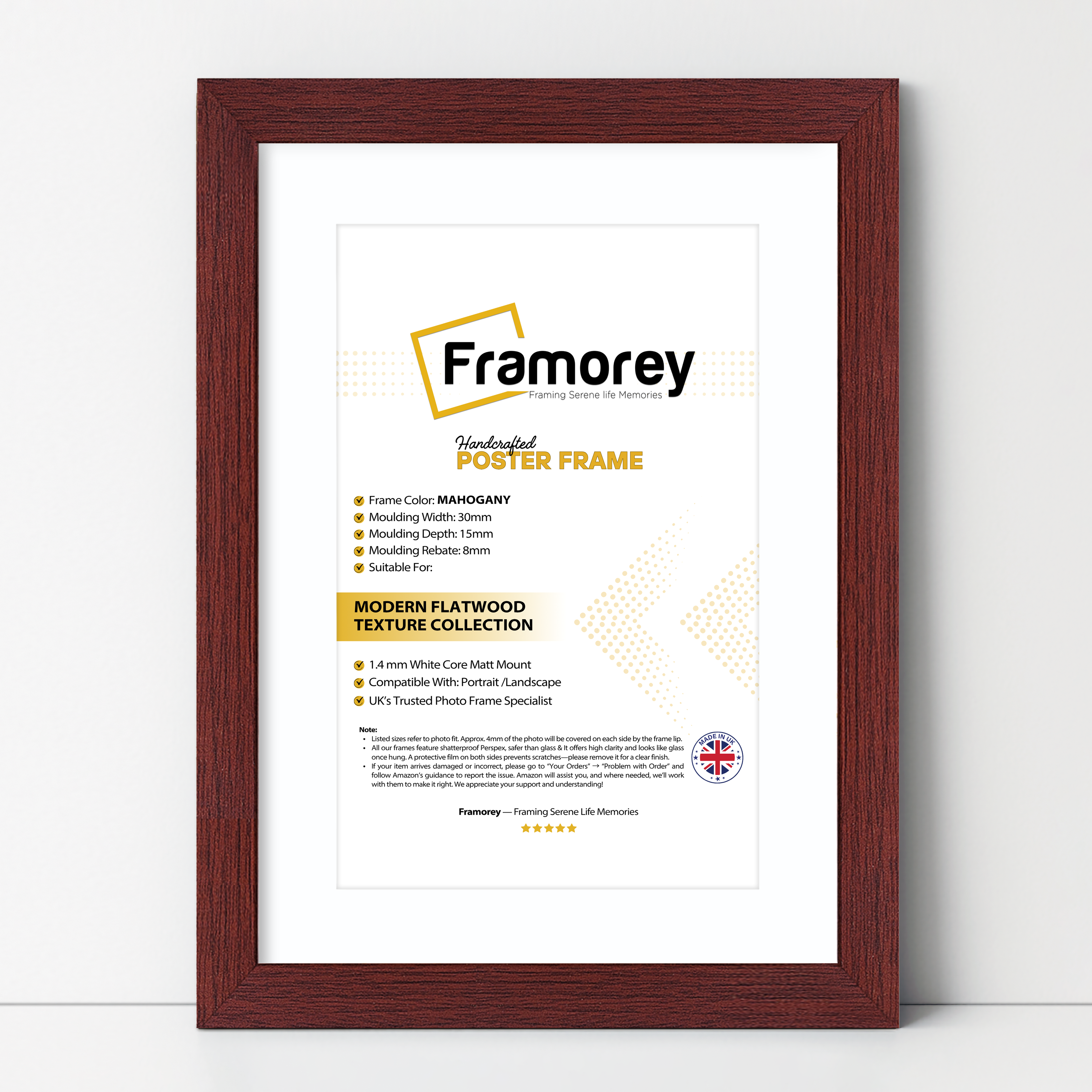 Mahogany Picture Frame With White Mount