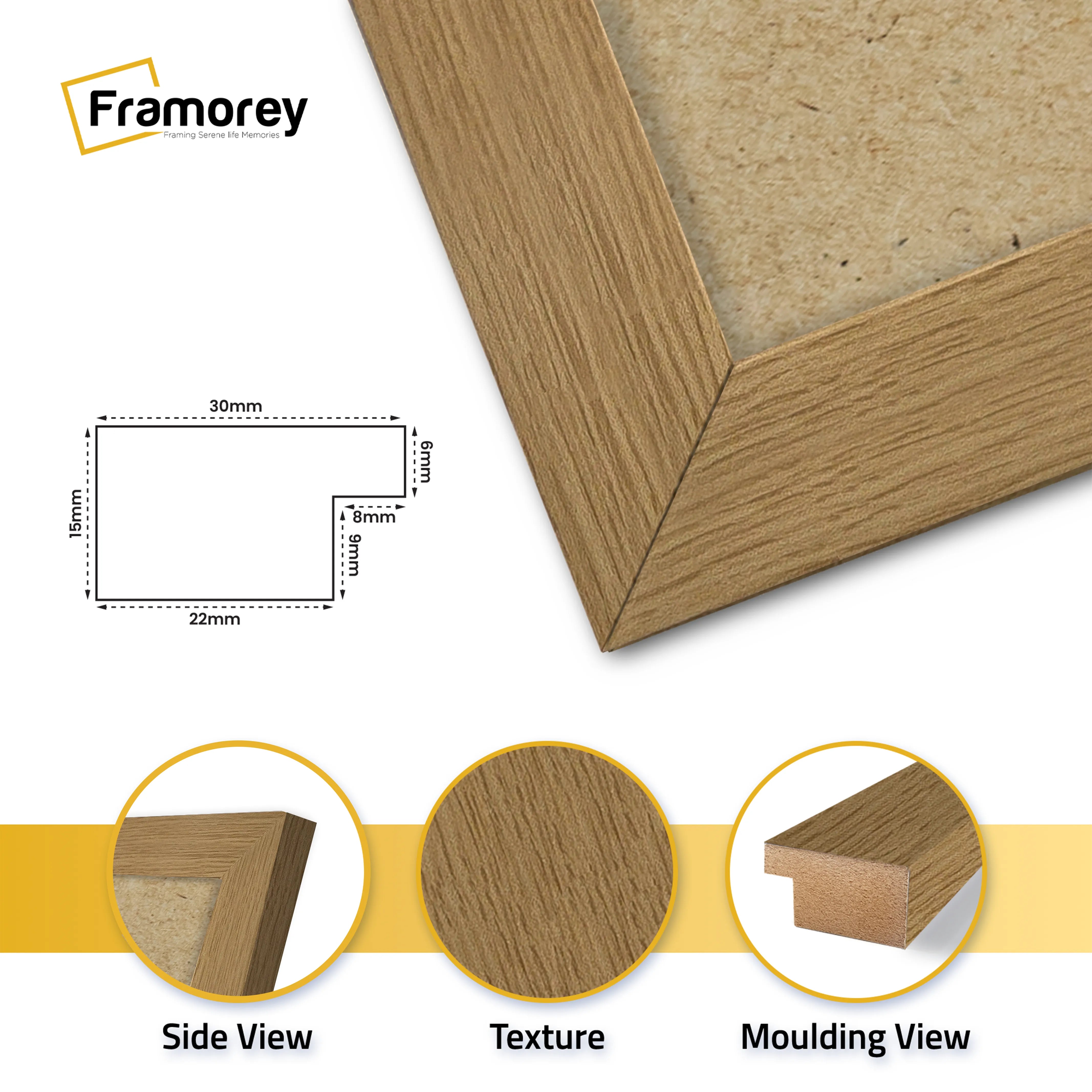 Square Size Oak Picture Frame Wall Art Photo Frames