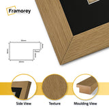Panoramic Oak Picture Frame With Black Mount Wall Decor Frame