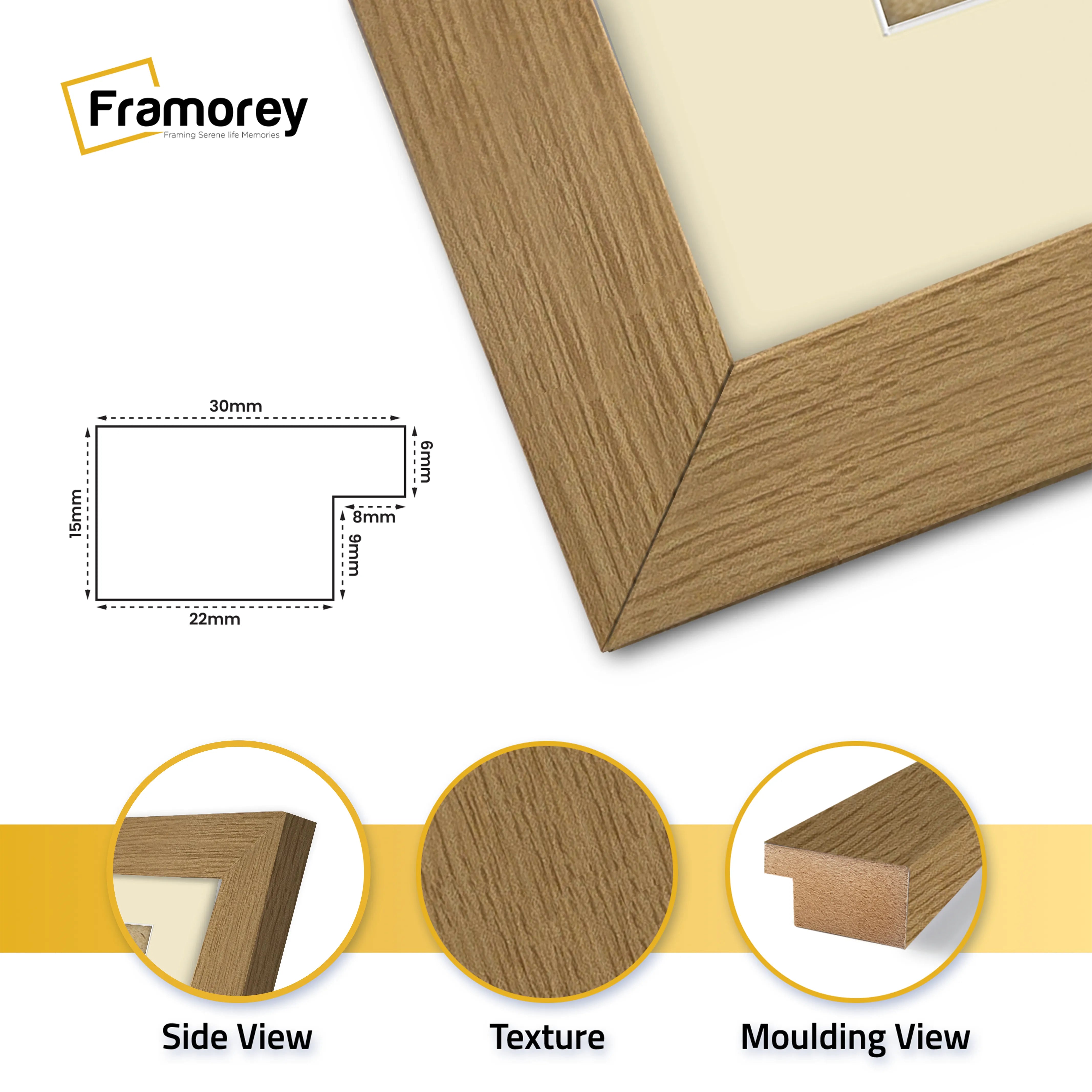 Panoramic Oak Picture Frame With Ivory Mount Wall Decor Frame