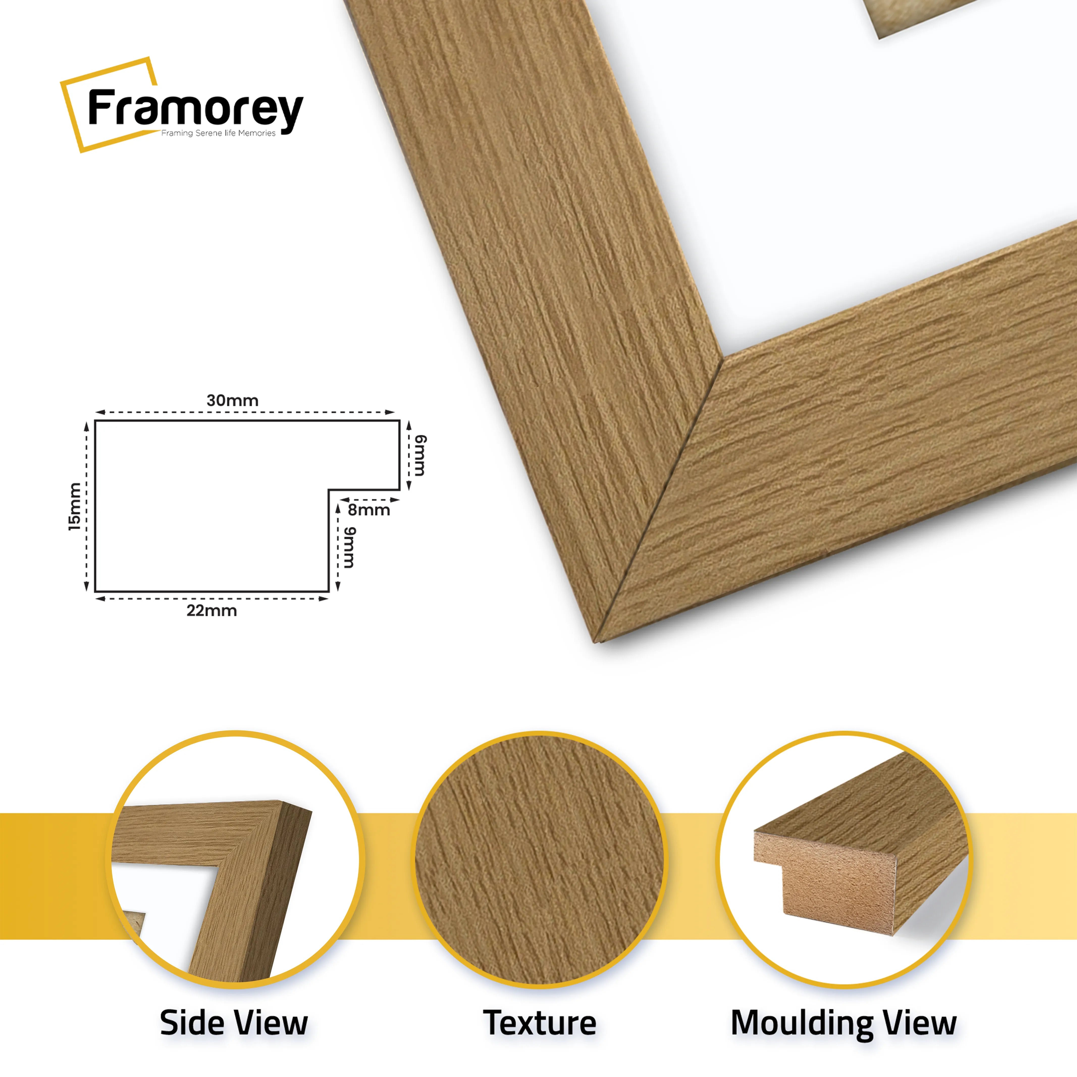 Panoramic Oak Picture Frame With White Mount Wall Decor Frame