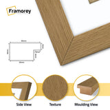 Panoramic Oak Picture Frame With White Mount Wall Decor Frame