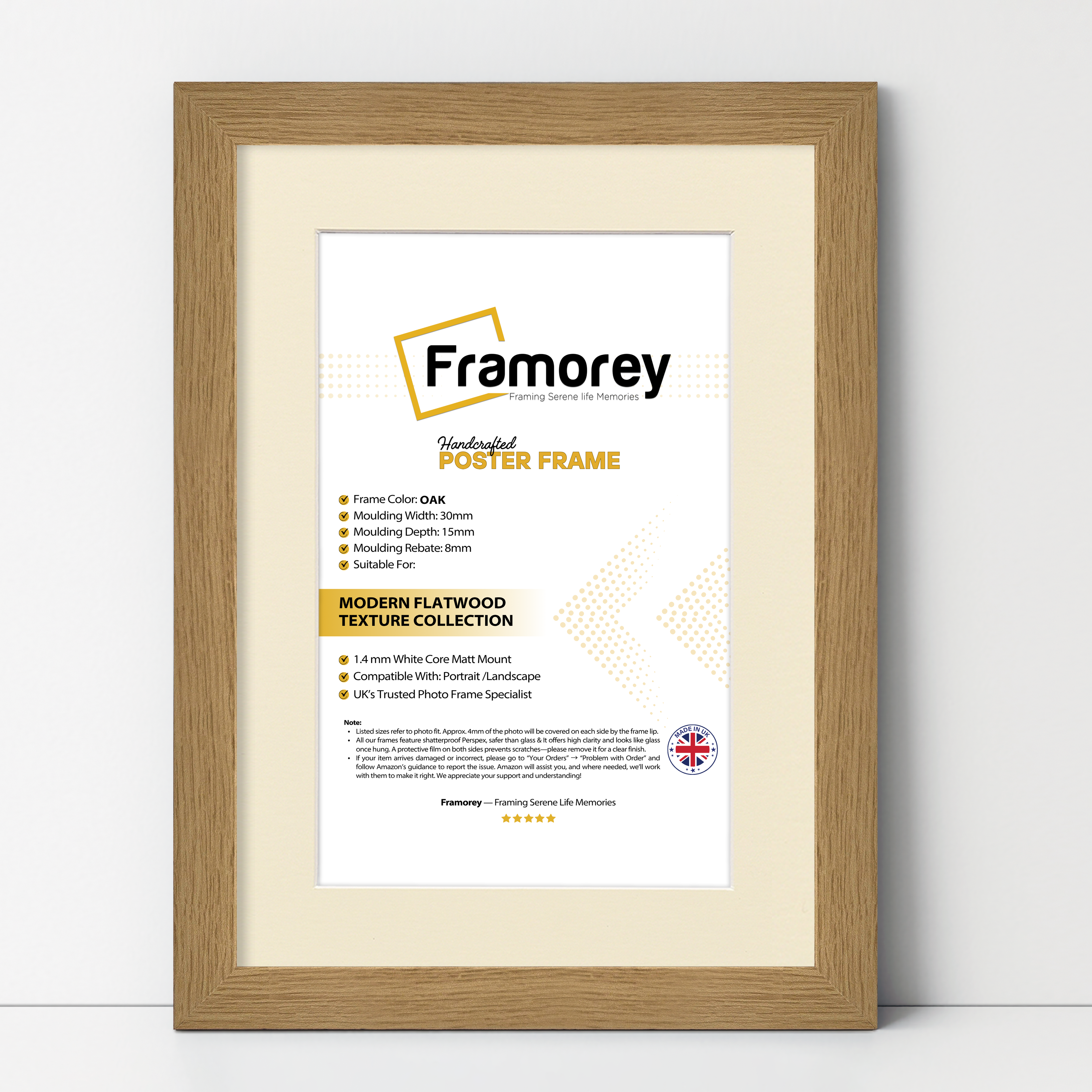 Oak Picture Frame With Ivory Mount