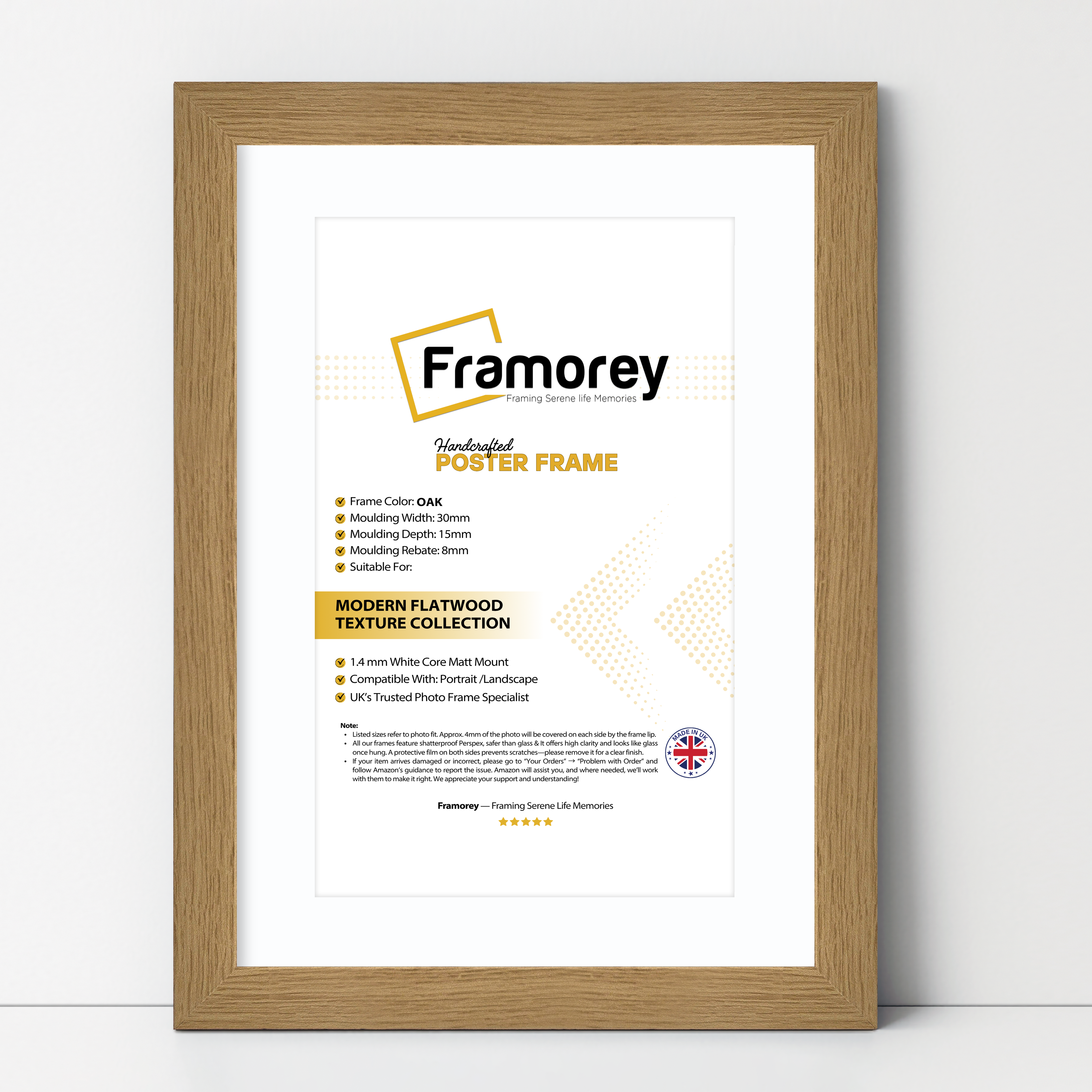 Oak Picture Frame With White Mount