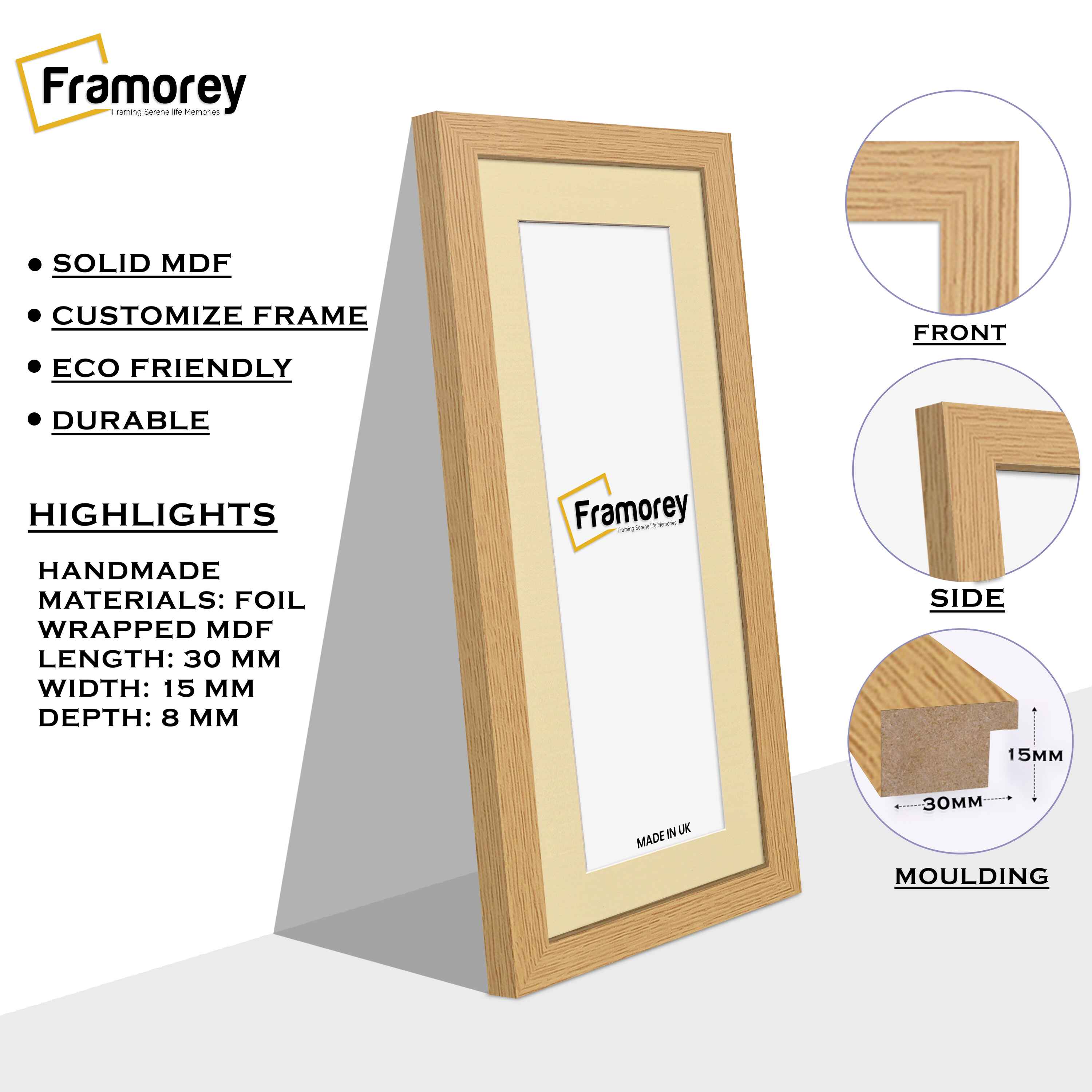 Panoramic Oak Picture Frame With Ivory Mount Wall Décor Frame