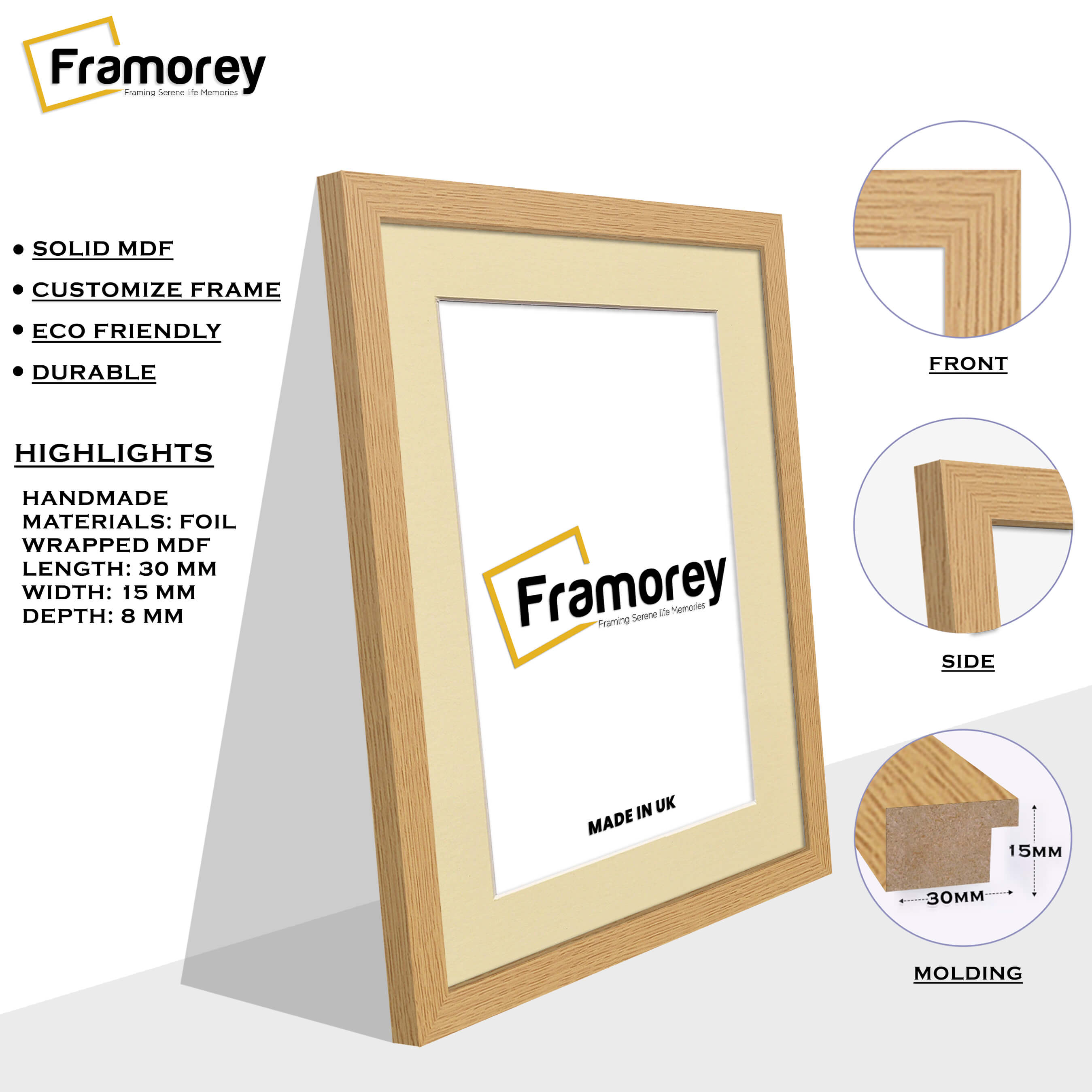 Oak Picture Frame With Ivory Mount