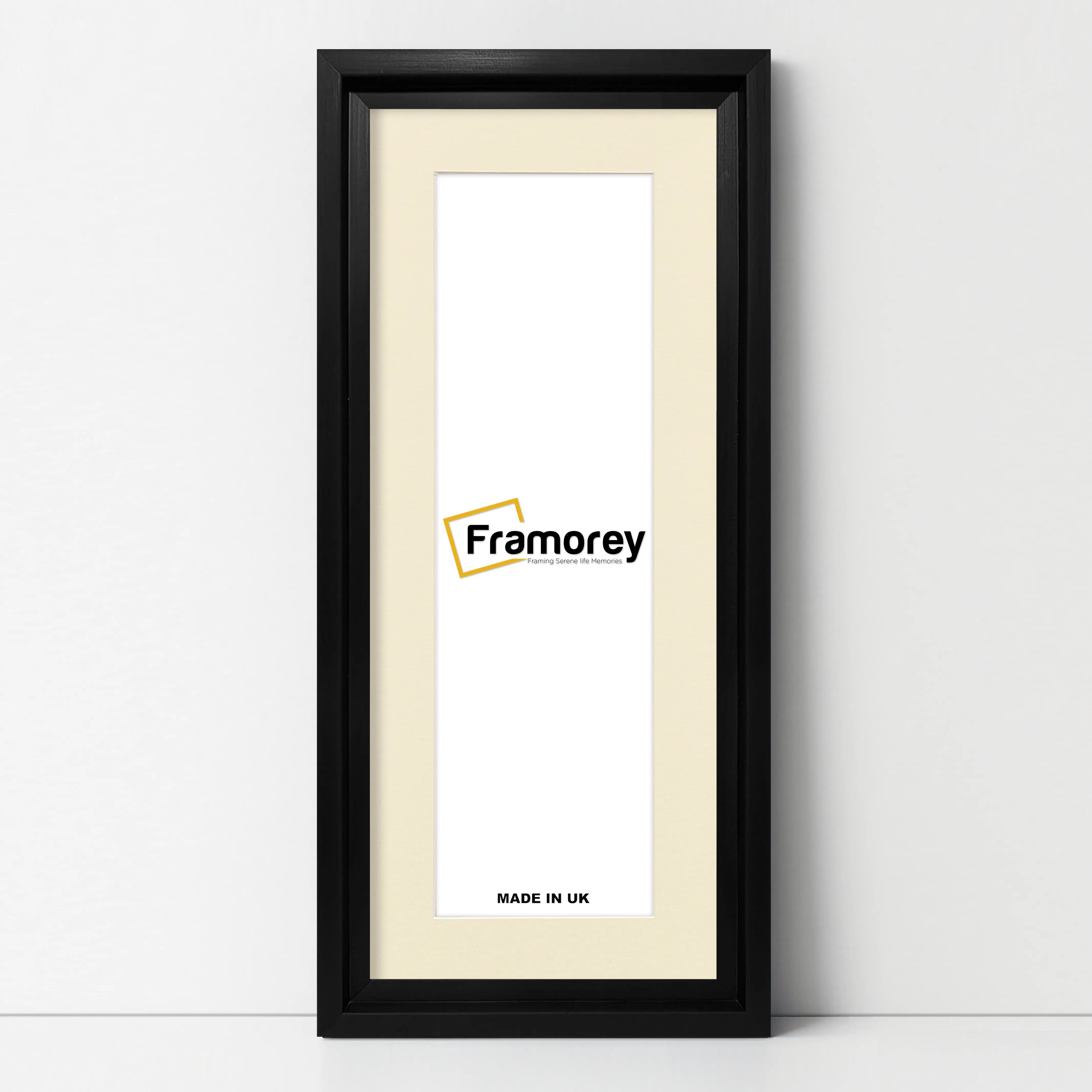 Panorama Style Black Oslo Picture Frames With Ivory Mount