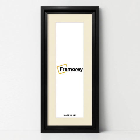 Panorama Style Black Oslo Picture Frames With Ivory Mount