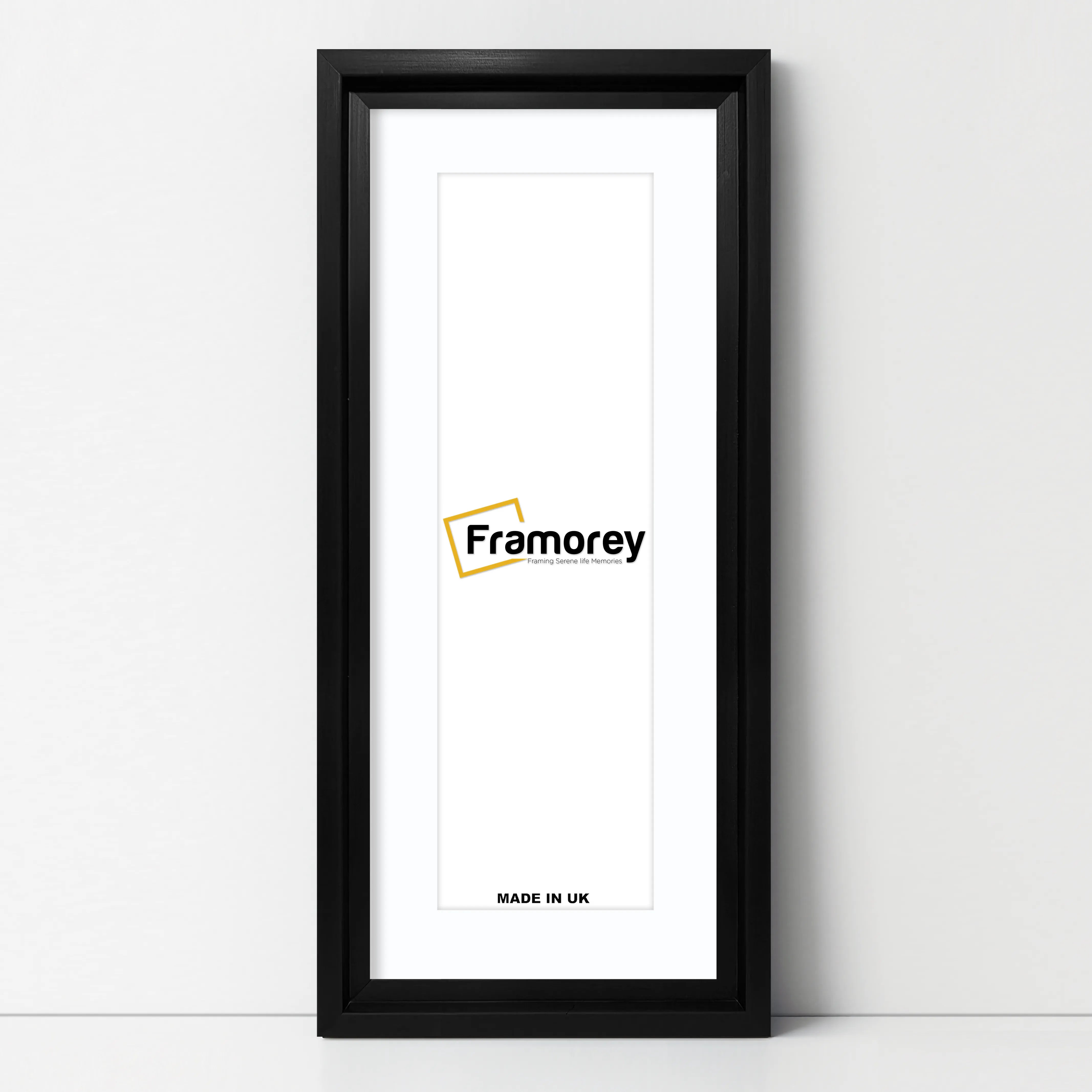 Panorama Style Black Oslo Picture Frames With White Mount