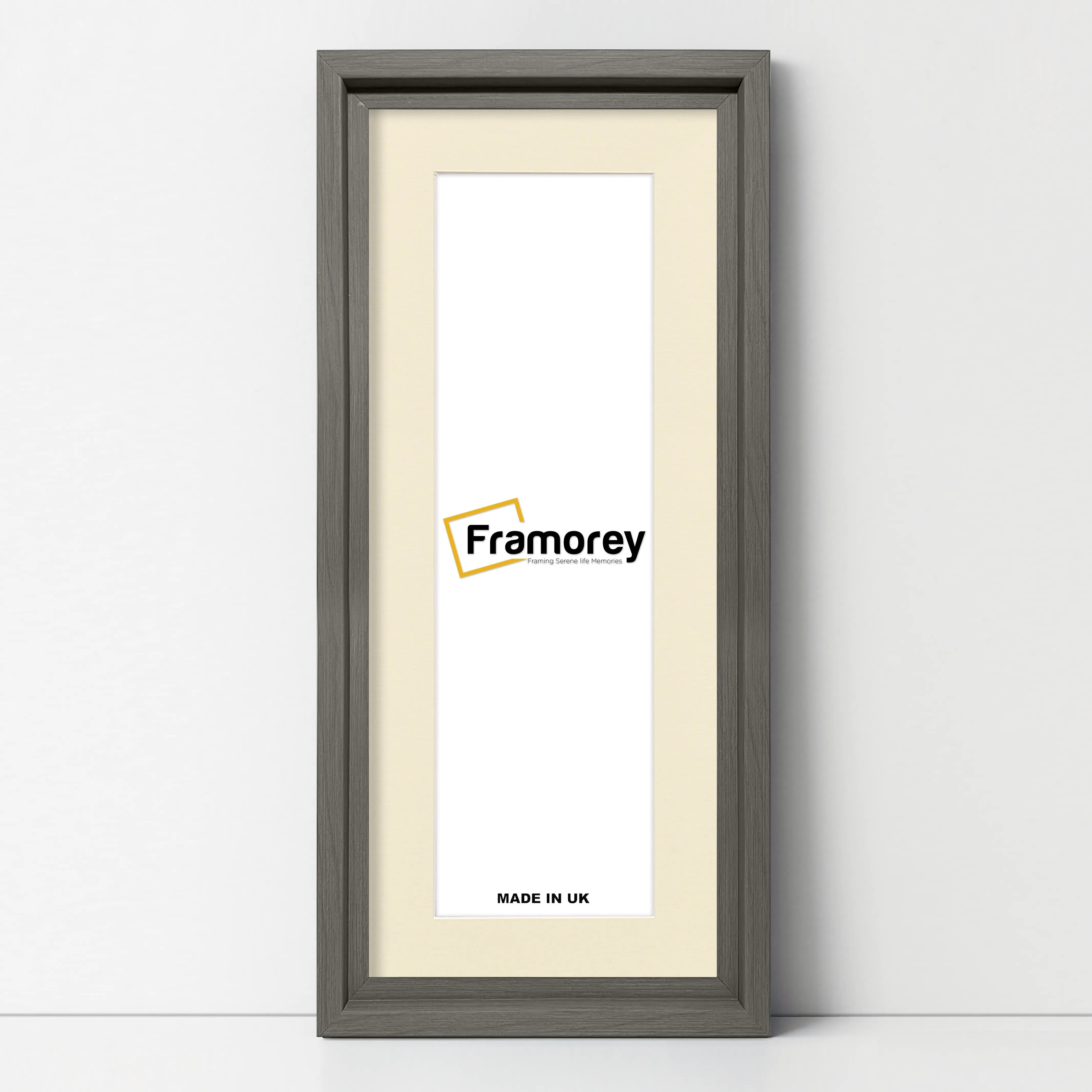 Panorama Style Grey Oslo Picture Frames With Ivory Mount