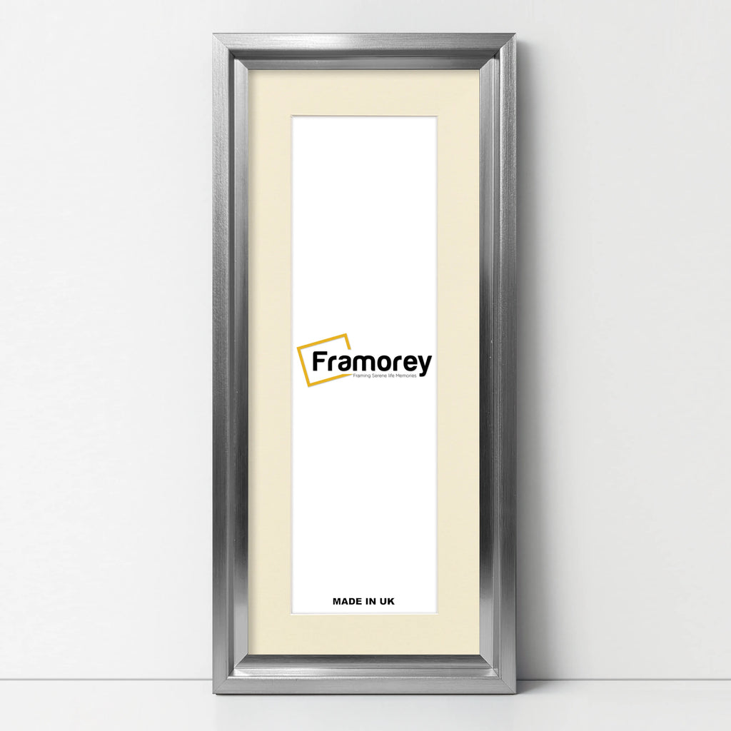 Panorama Style Silver Oslo Picture Frames With Ivory Mount