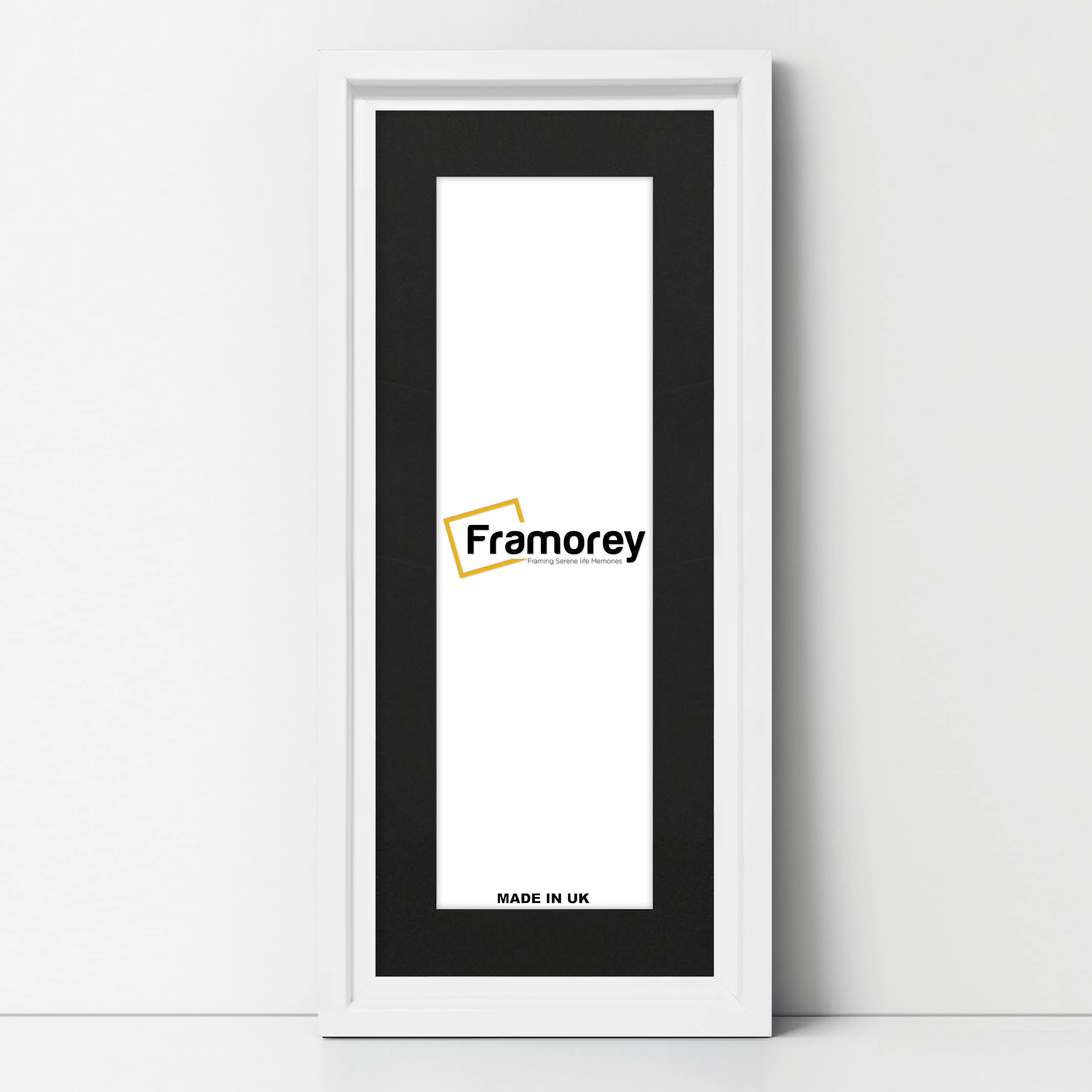 Panorama Style White Oslo Picture Frames With Black Mount