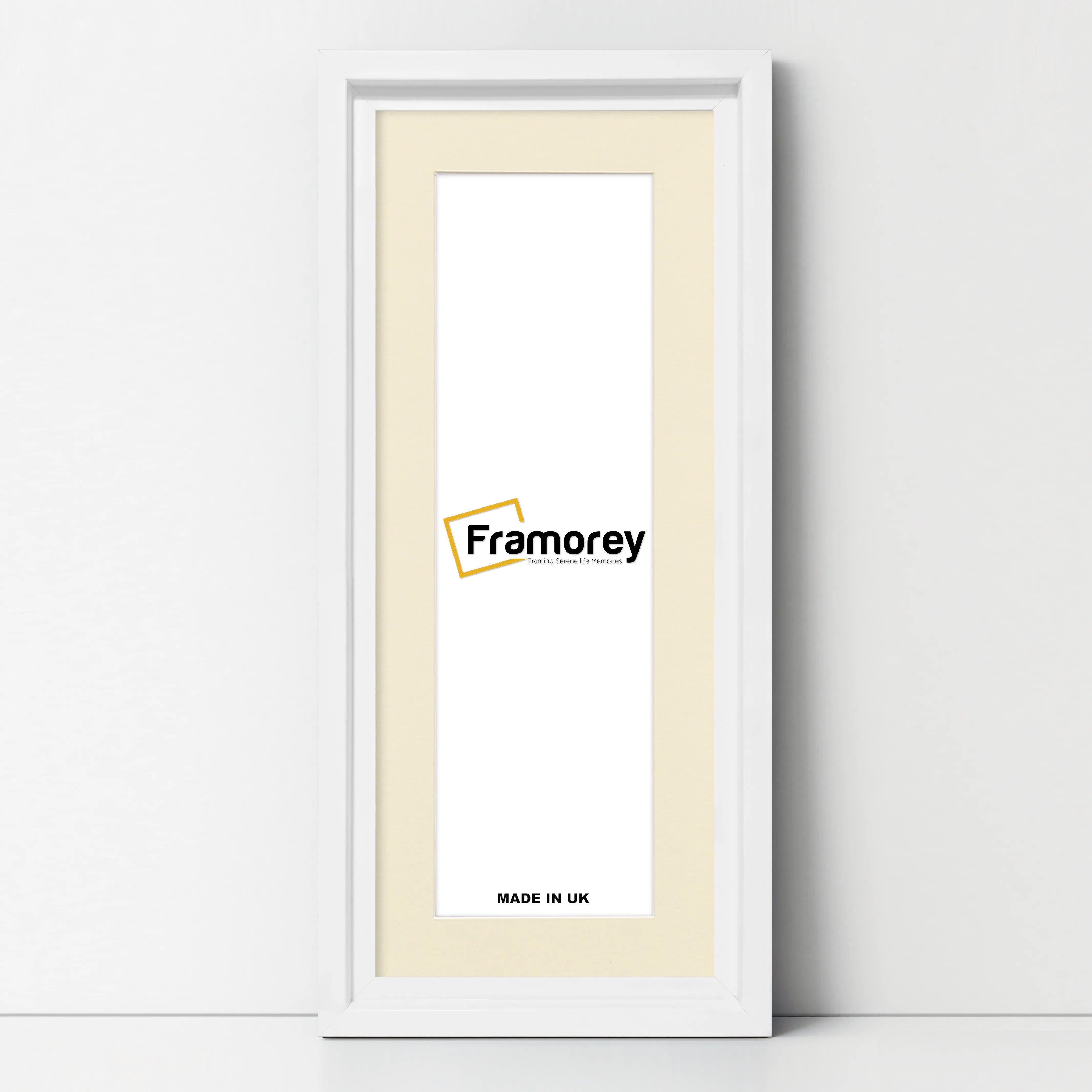 Panorama Style White Oslo Picture Frames With Ivory Mount