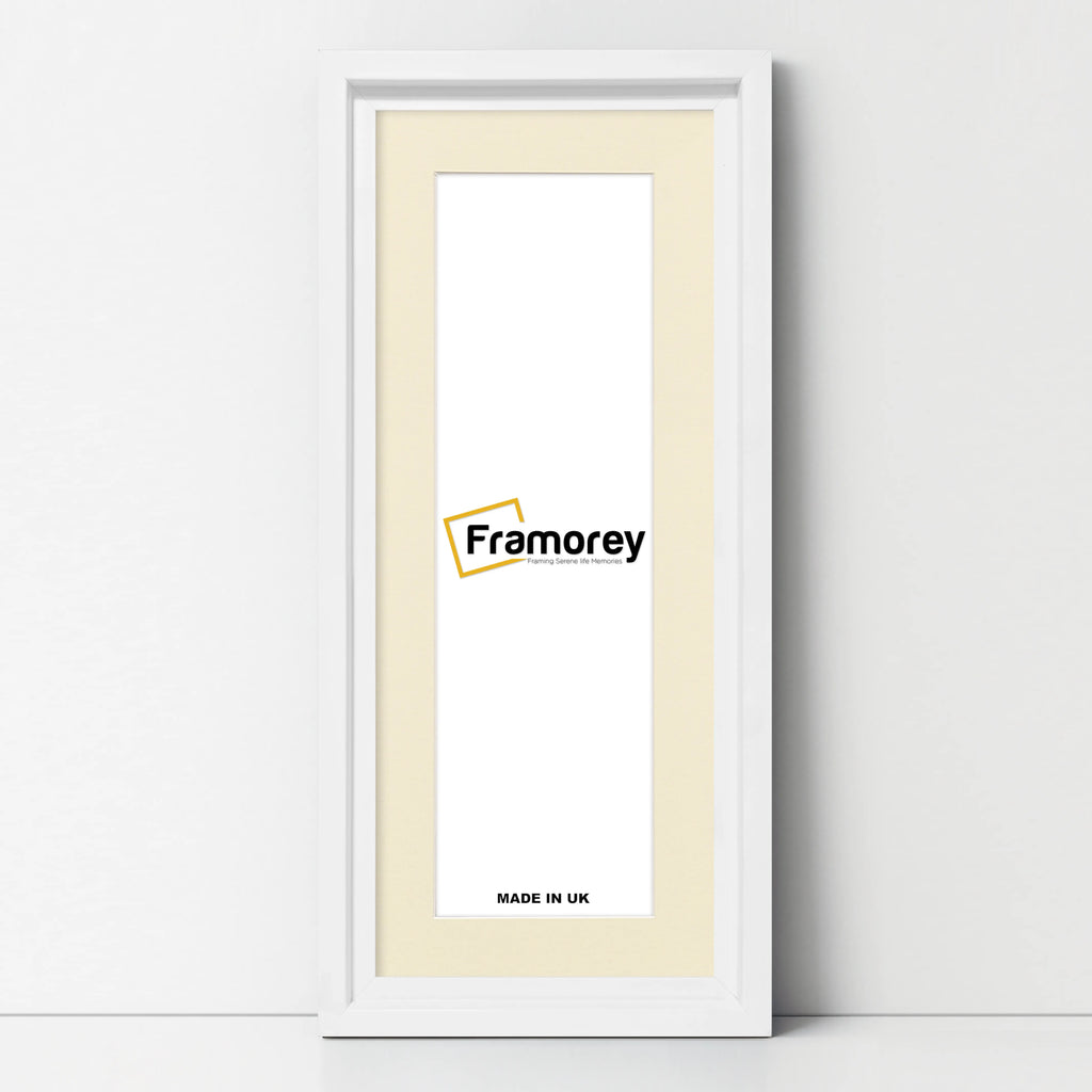 Panorama Style White Oslo Picture Frames With Ivory Mount