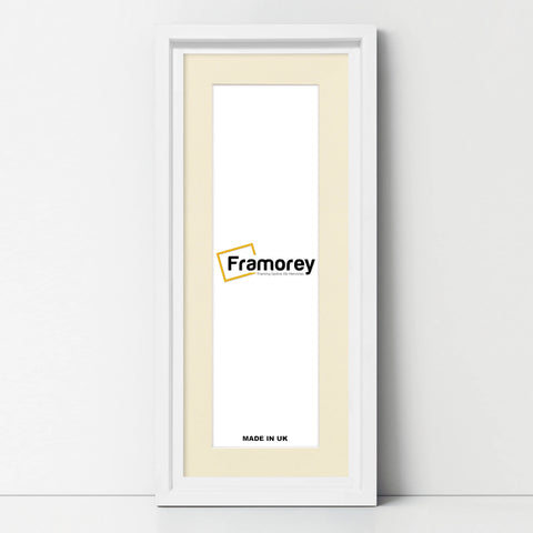 Panorama Style White Oslo Picture Frames With Ivory Mount