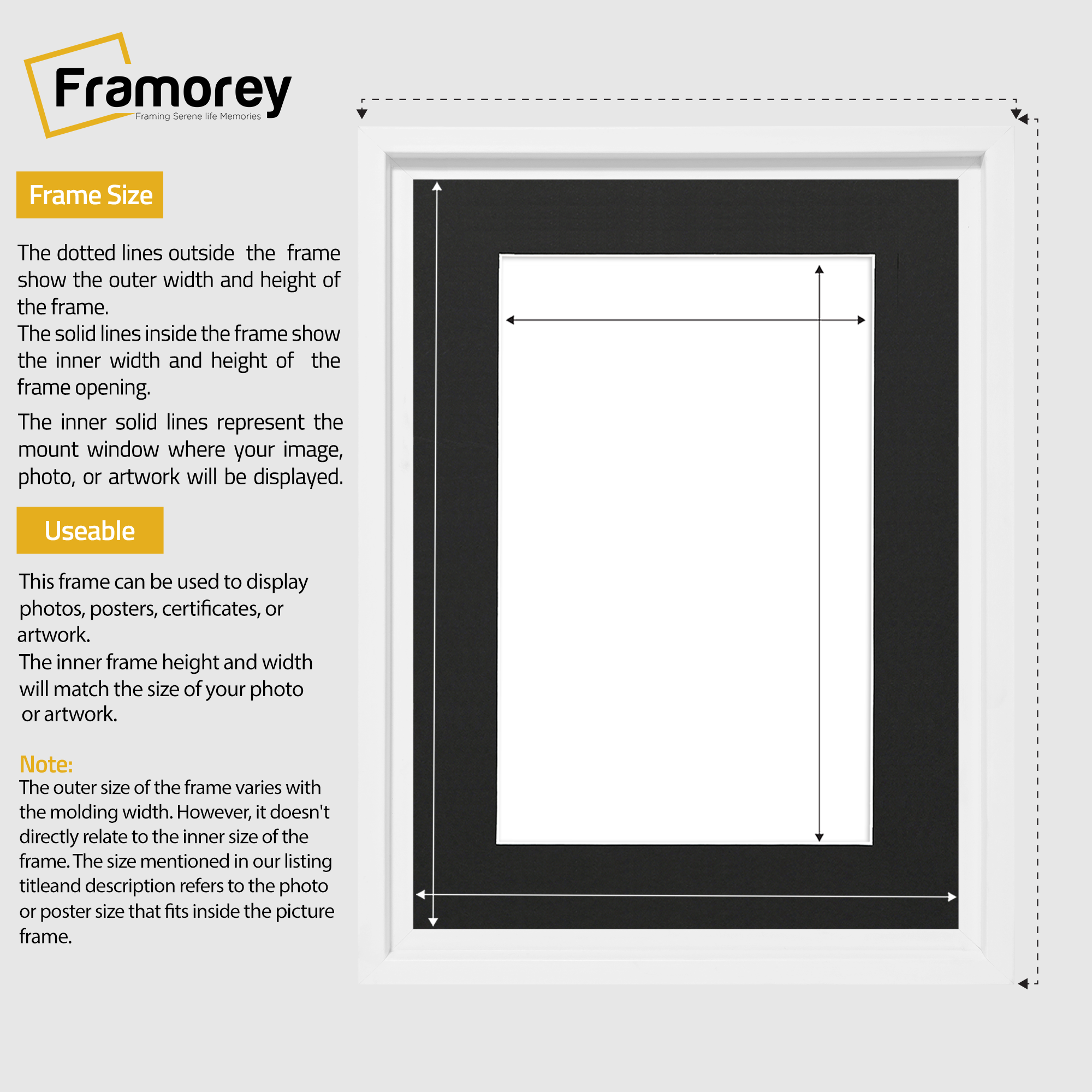 White Picture Frame Oslo Style Photo Frames With Black Mount