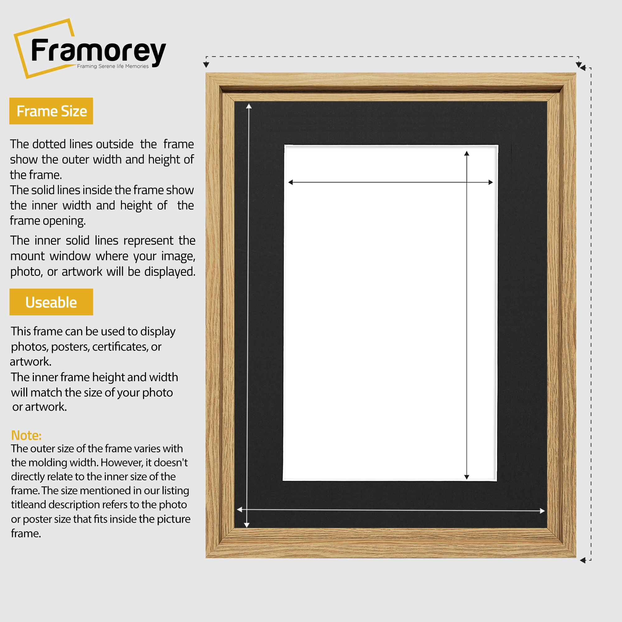 Oak Picture Frame Oslo Style Photo Frames With Black Mount