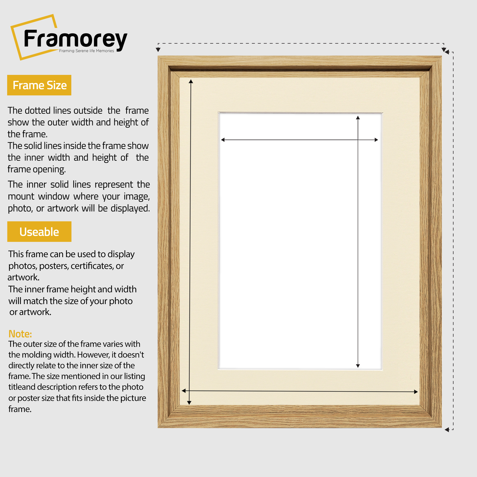 Oak Picture Frame Oslo Style Photo Frames With Ivory Mount