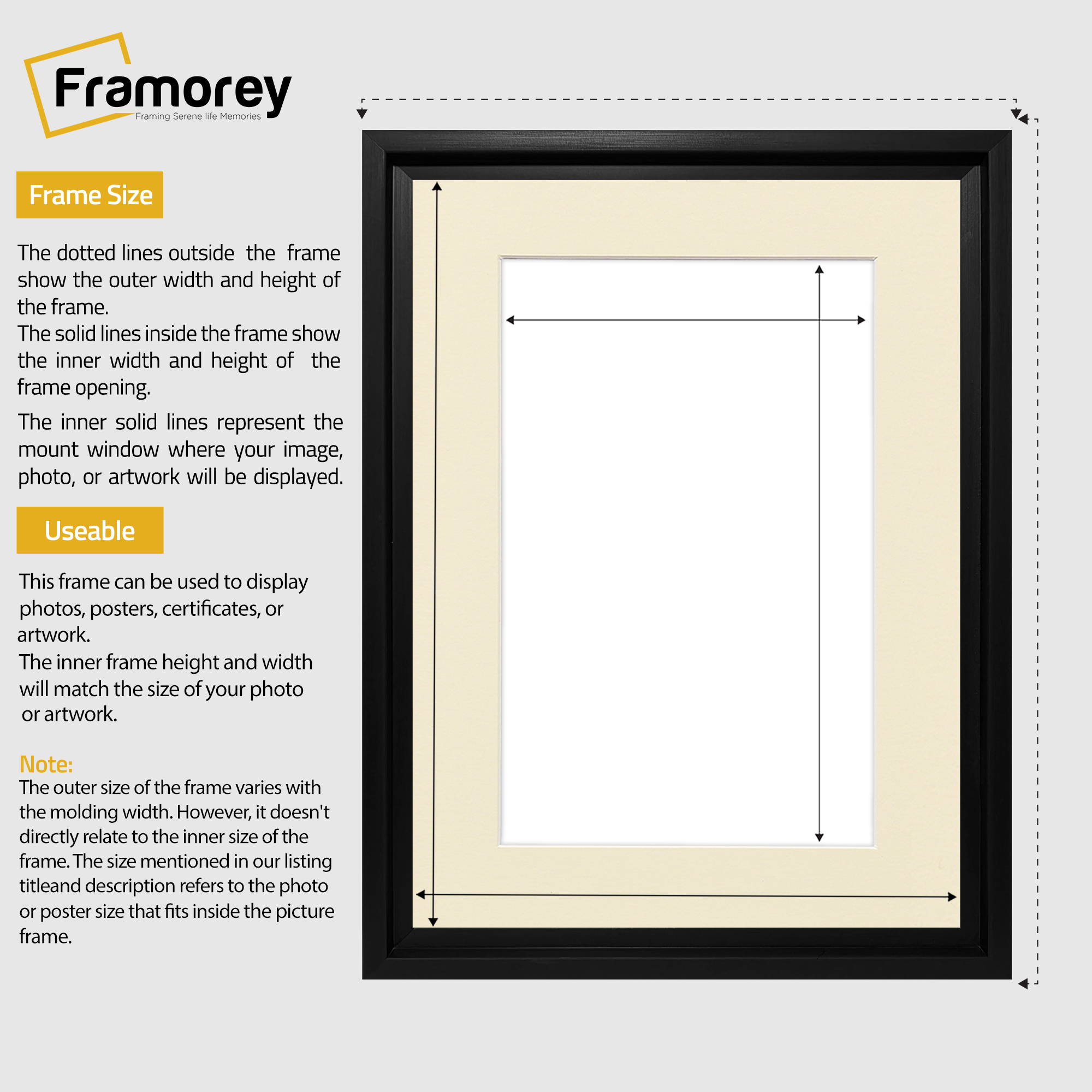 Black Picture Frame Oslo Style Photo Frames With Ivory Mount