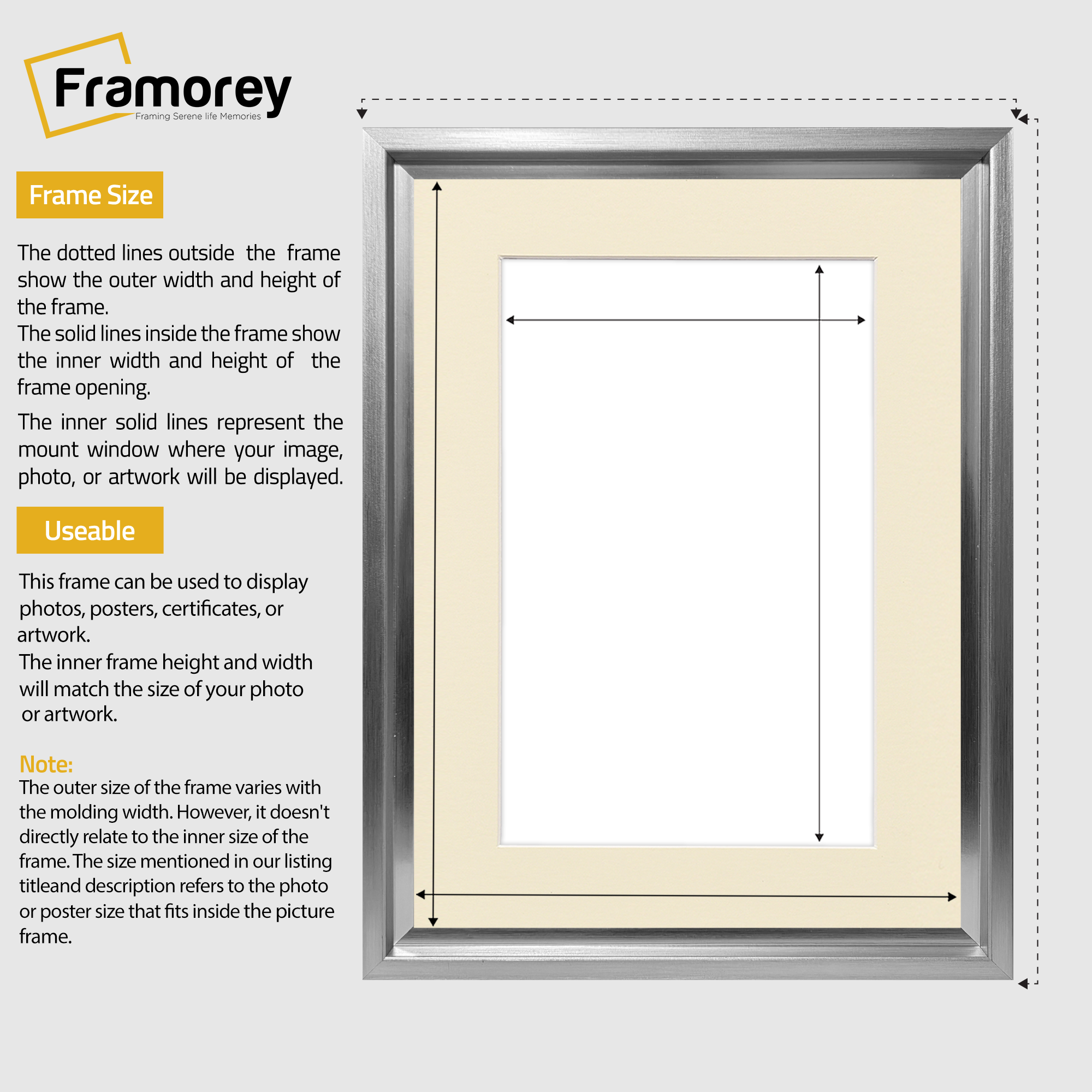 Silver Picture Frame Oslo Style Photo Frames With Ivory Mount