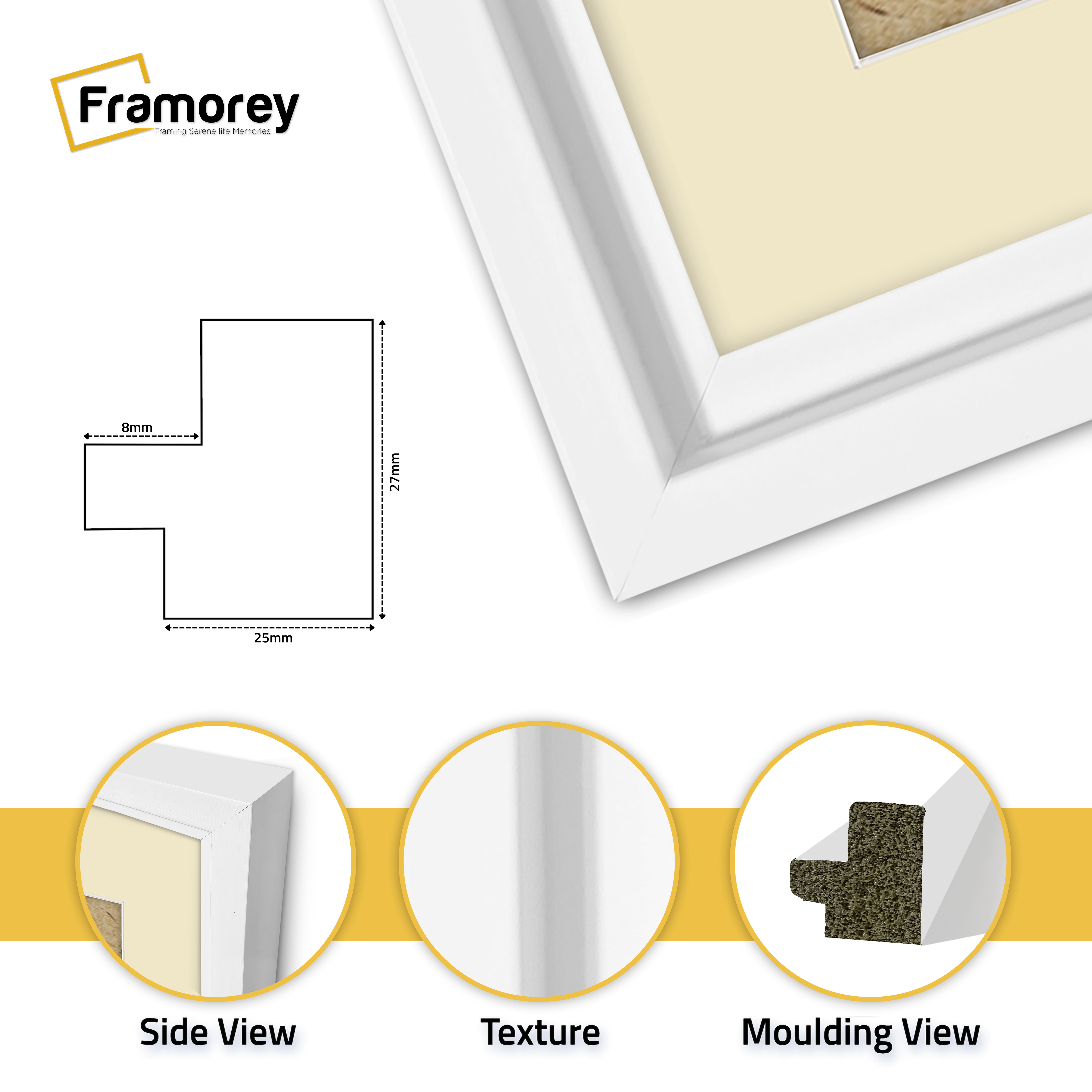 White Picture Frame Oslo Style Photo Frames With Ivory Mount