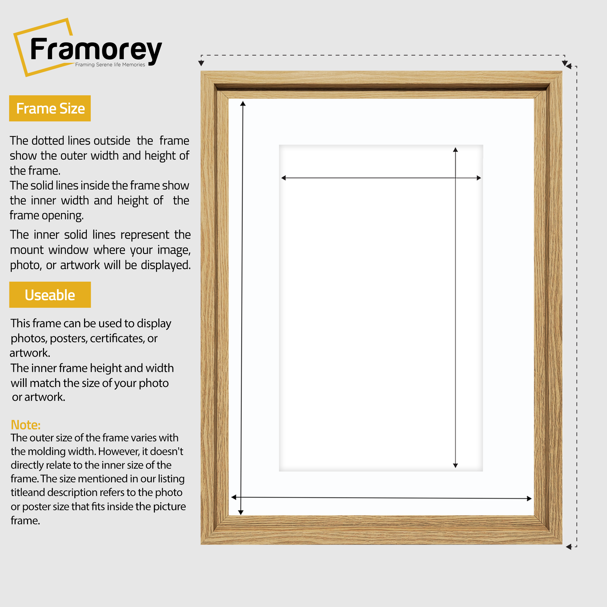 Oak Picture Frame Oslo Style Photo Frames With White Mount