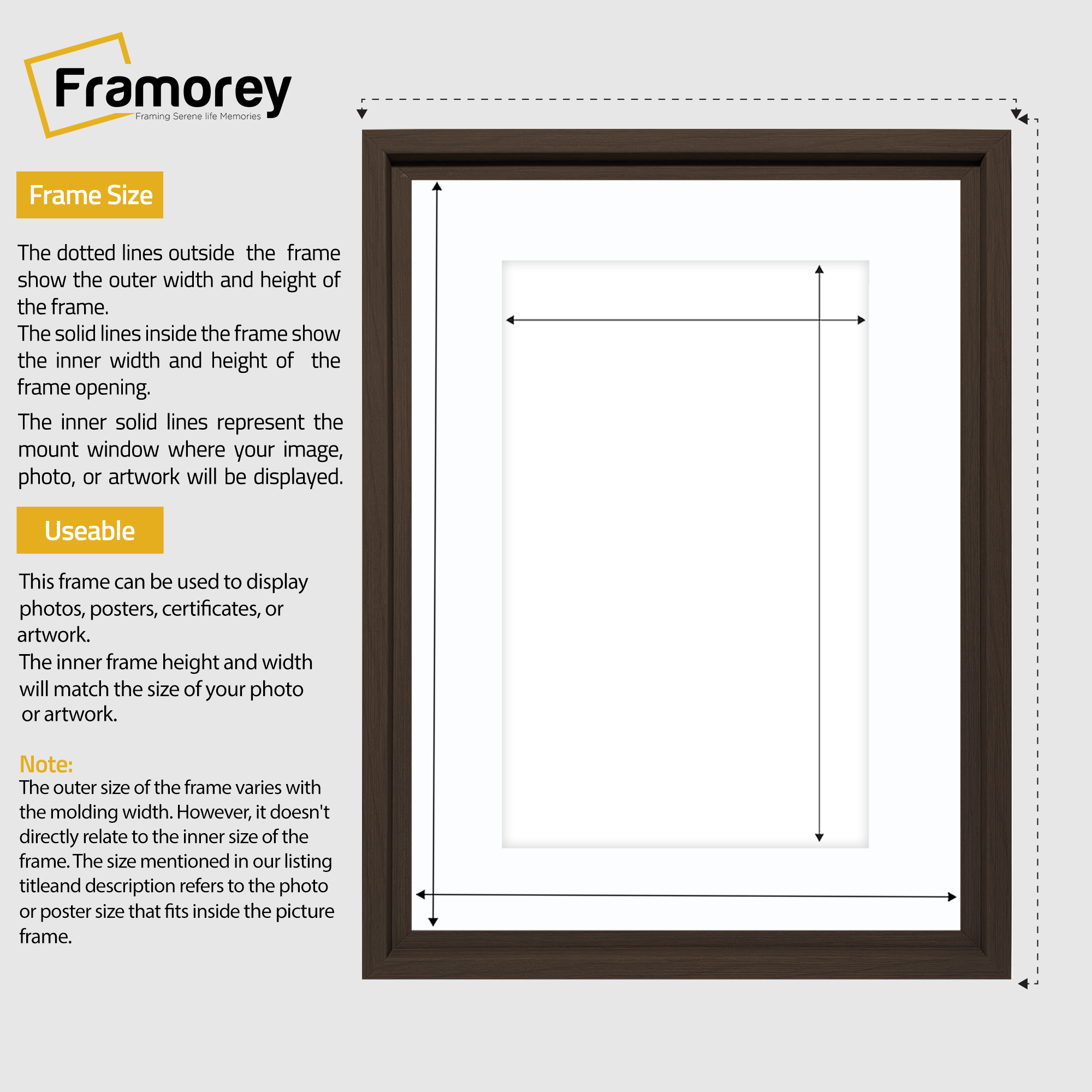 Walnut Picture Frame Oslo Style Photo Frames With White Mount