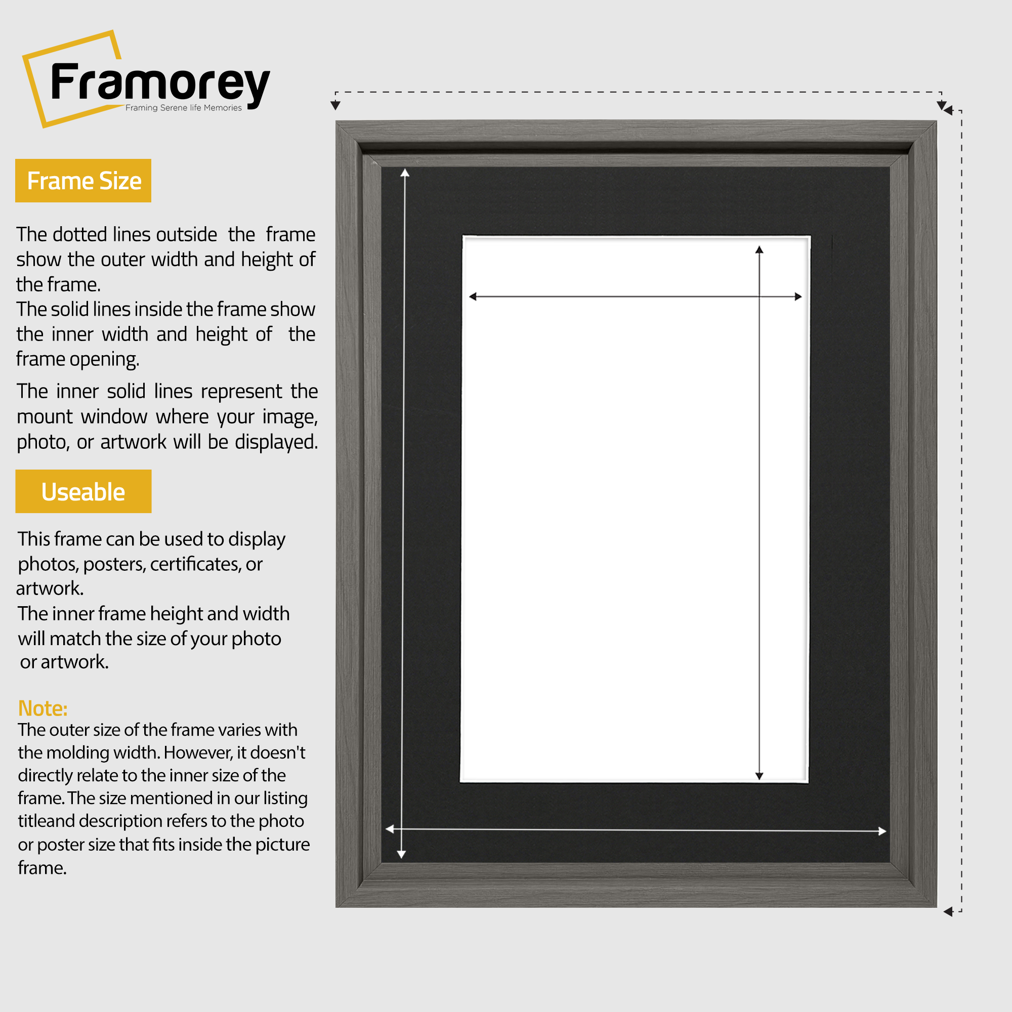 Grey Picture Frame Oslo Style Photo Frames With Black Mount
