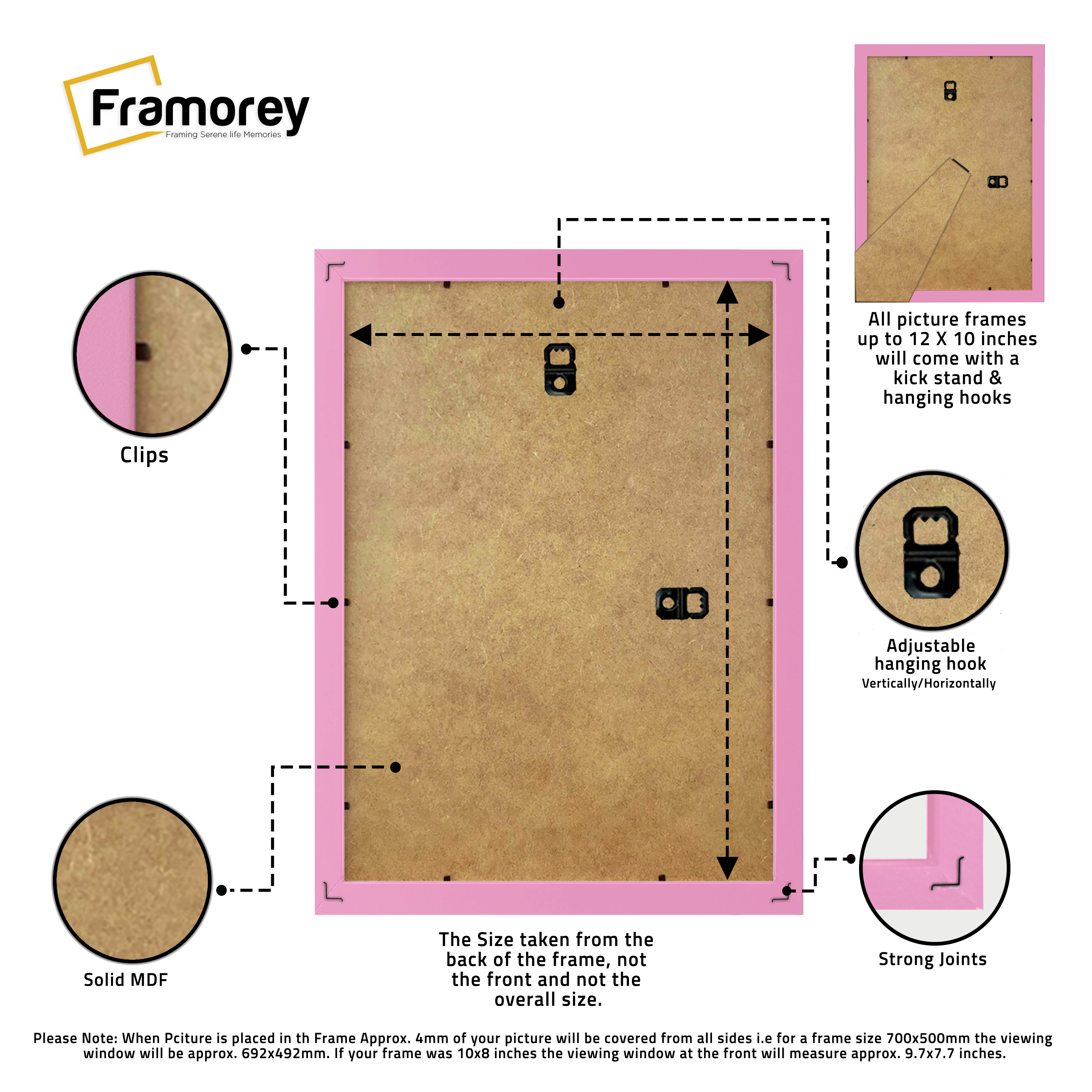 Thin Matt Pink Picture Frame With Black Mount
