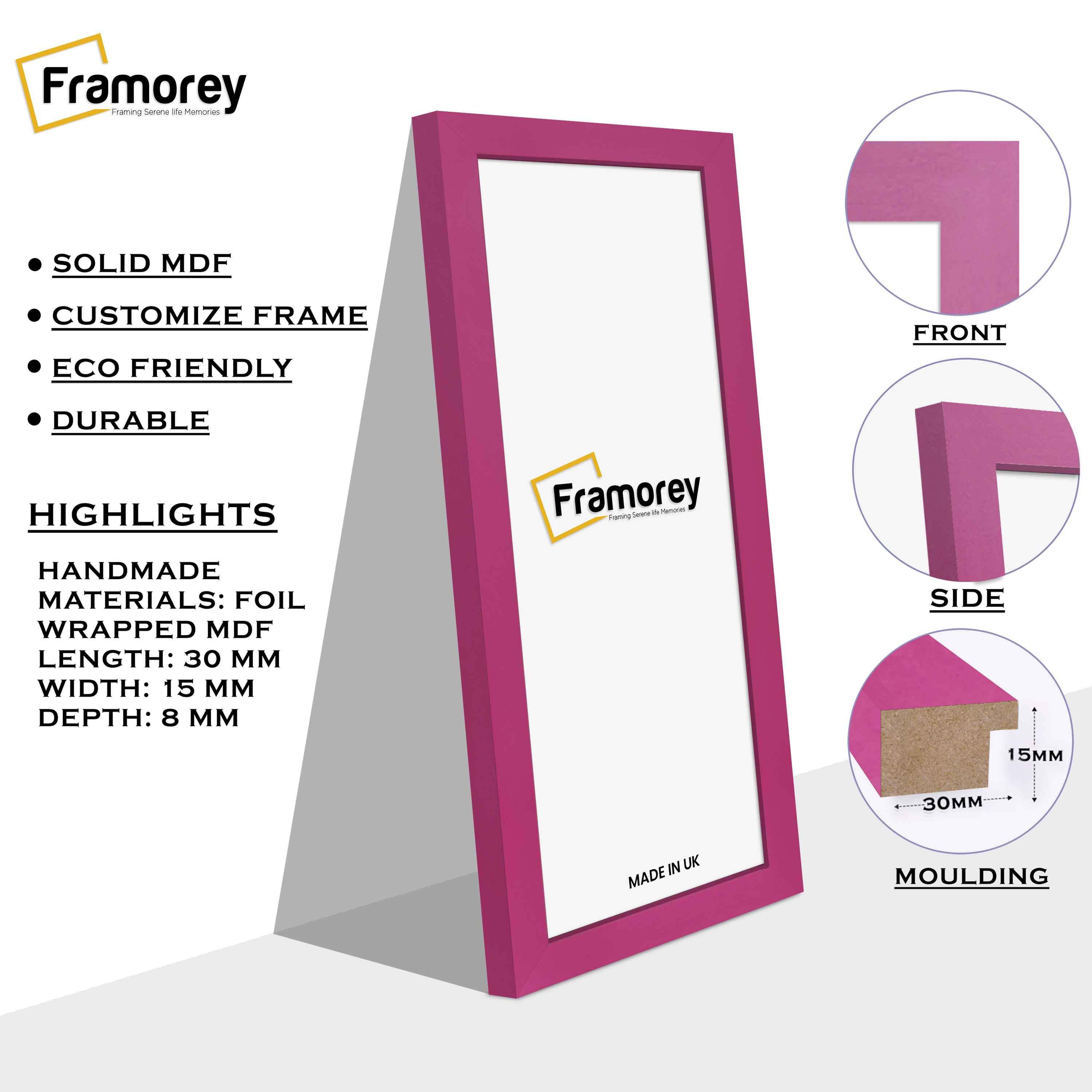 Panoramic Size Pink Picture Frames Wall Décor Frame