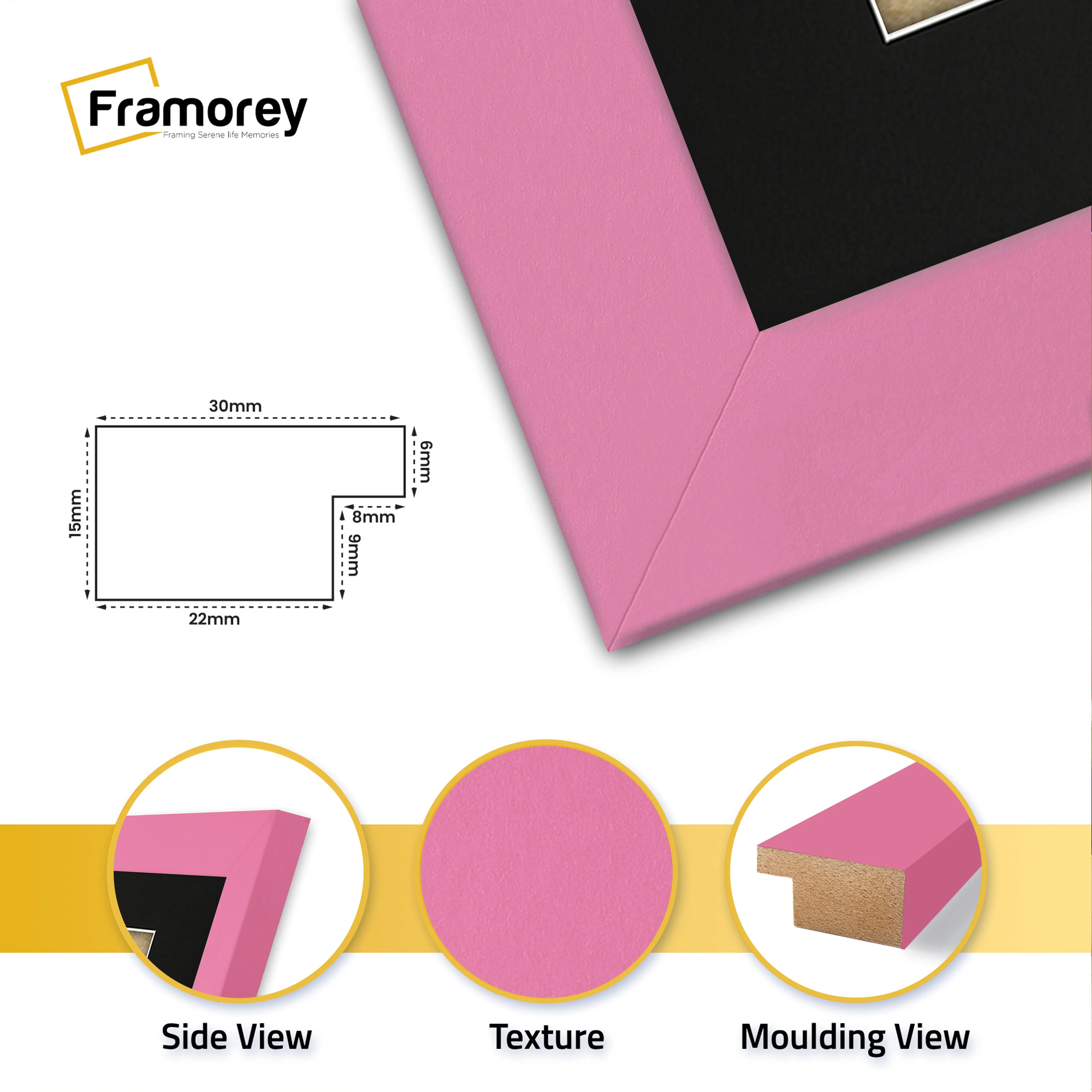 Panoramic Pink Picture Frame With Black Mount Wall Decor Frame