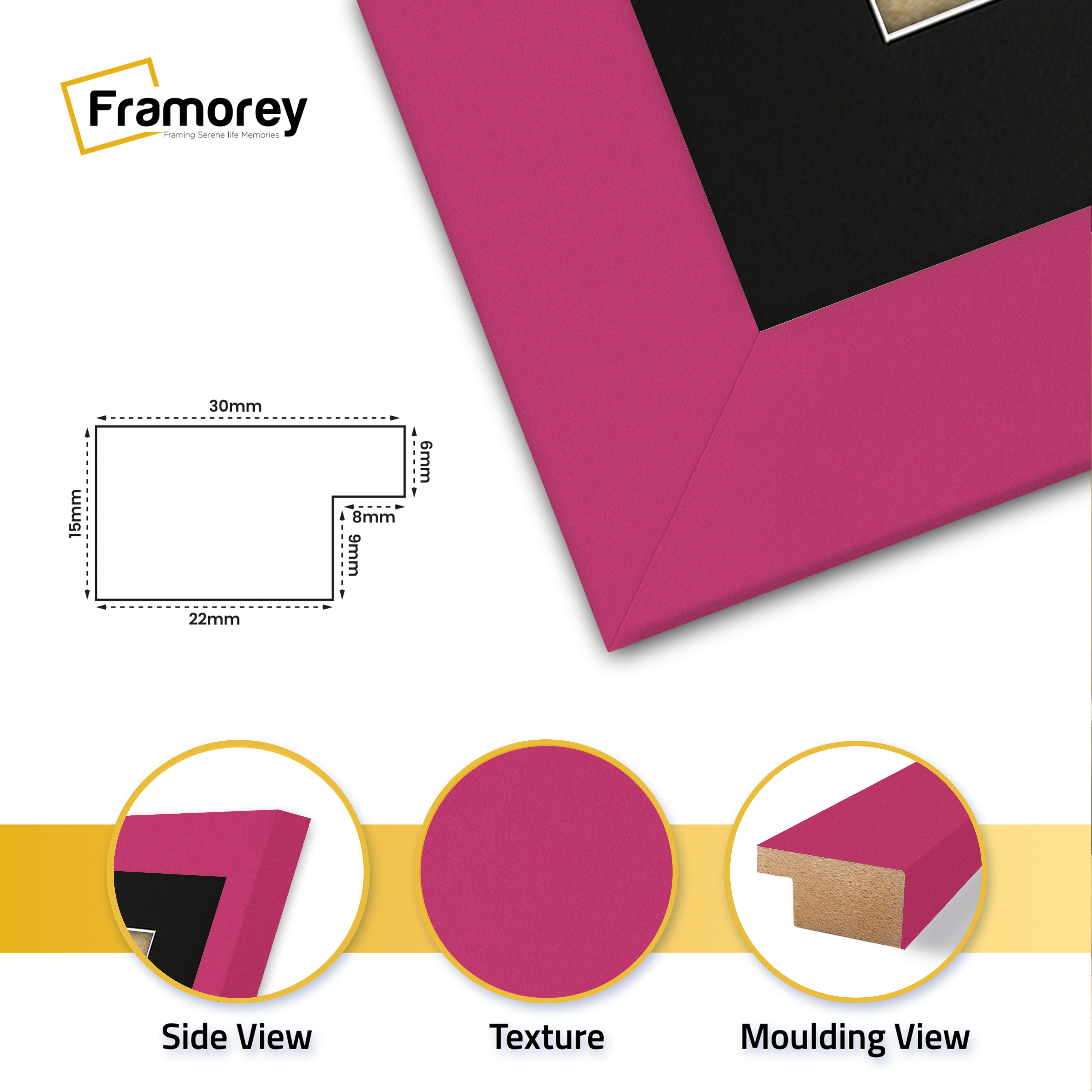 Panoramic Pink Picture Frame With Black Mount Wall Decor Frame
