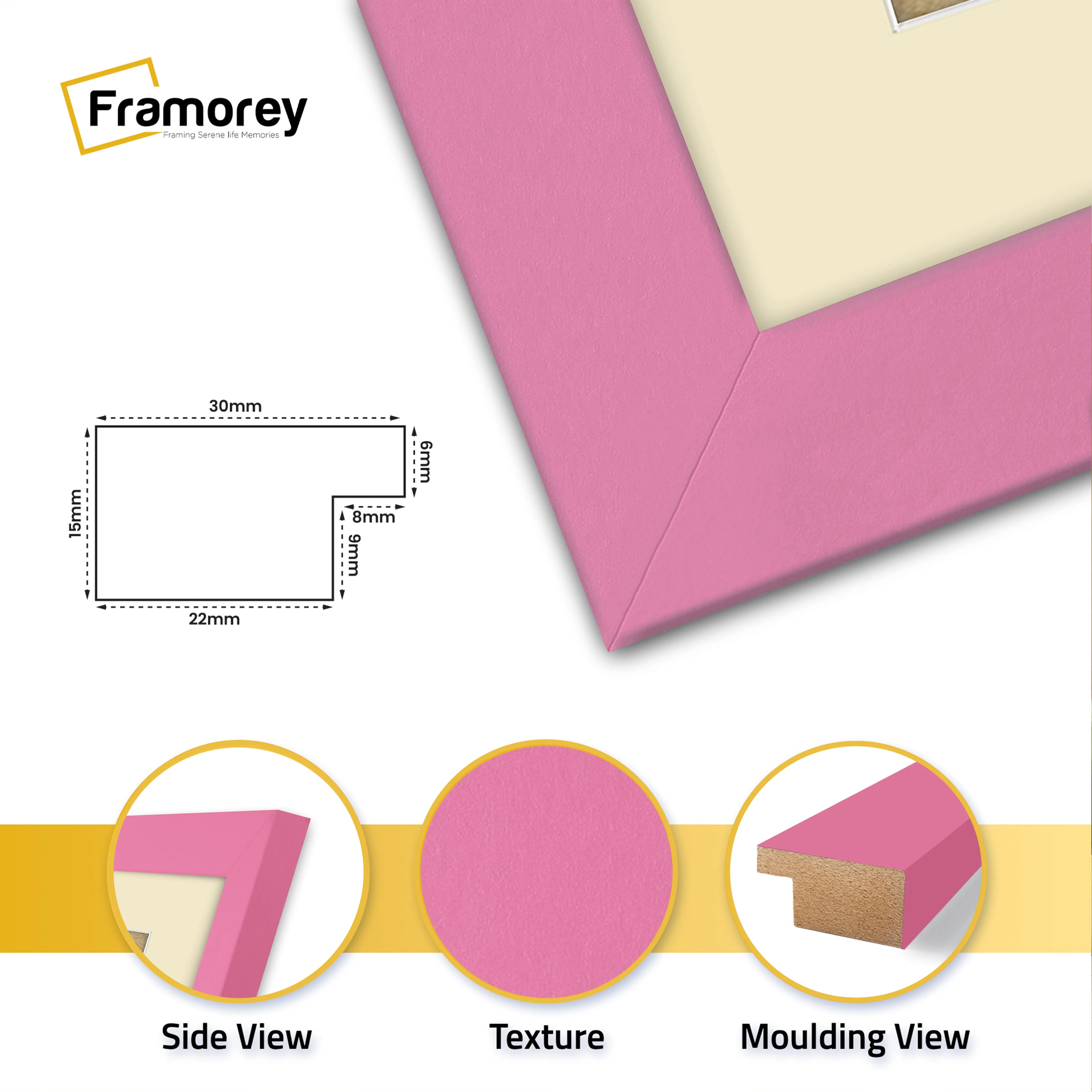 Panoramic Pink Picture Frame With Ivory Mount Wall Decor Frame
