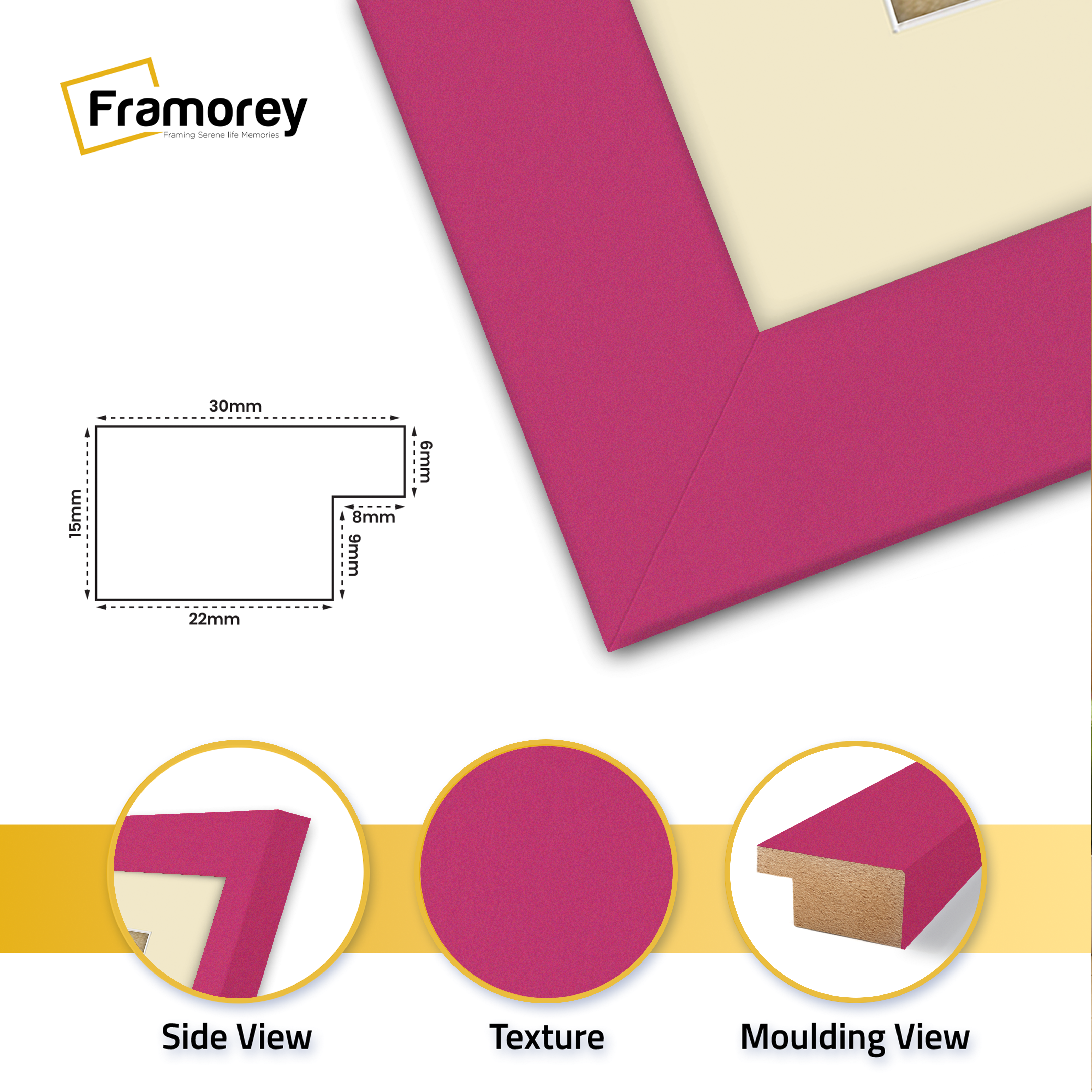 Pink Picture Frame With Ivory Mount