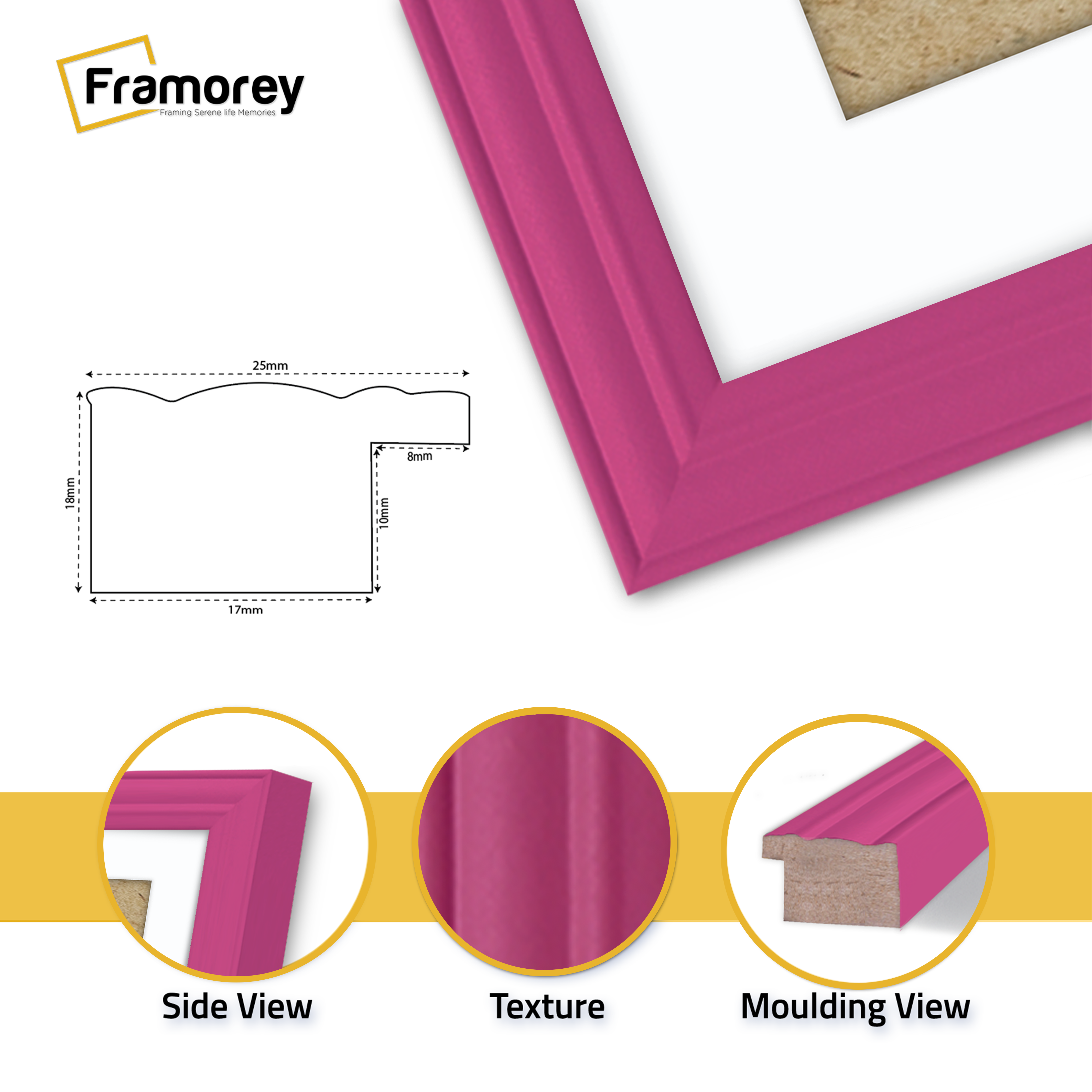 Antique Style Pink Picture Frame Wall Art Photo Frame With White Mount