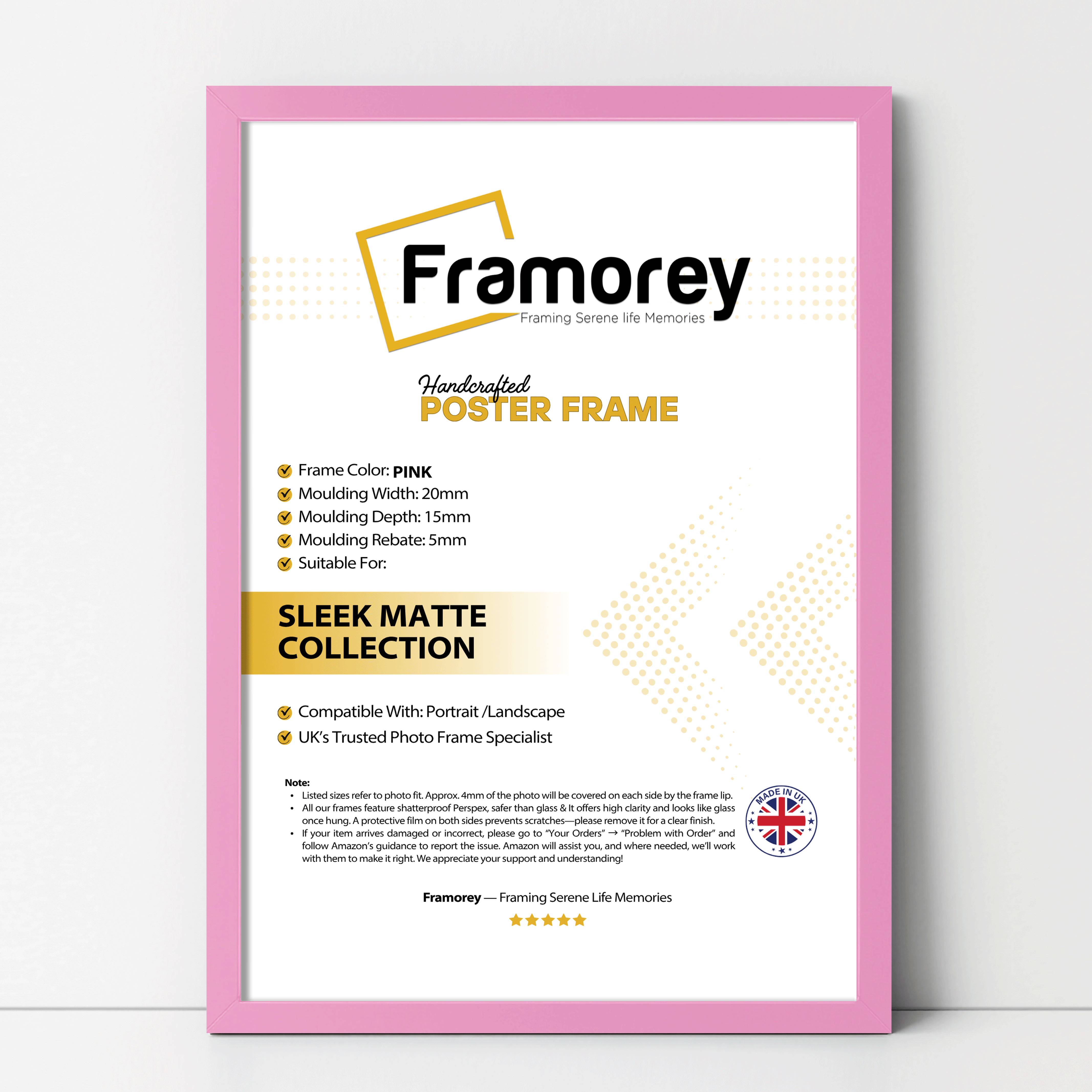 Thin Matt Pink Picture Frame Poster Frames Wall Decor Frame