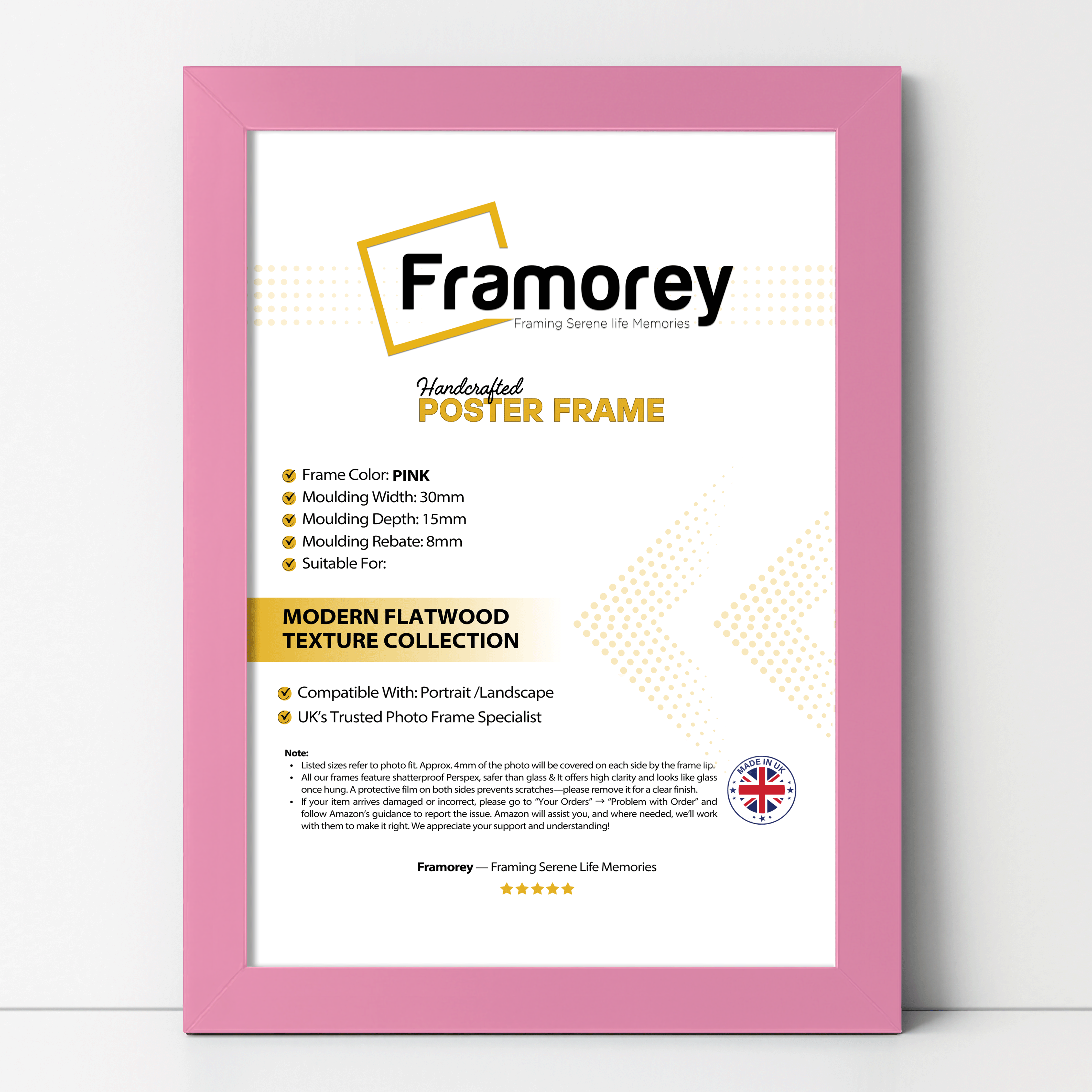 Pink Picture Frame, Wall Art Photo Frame