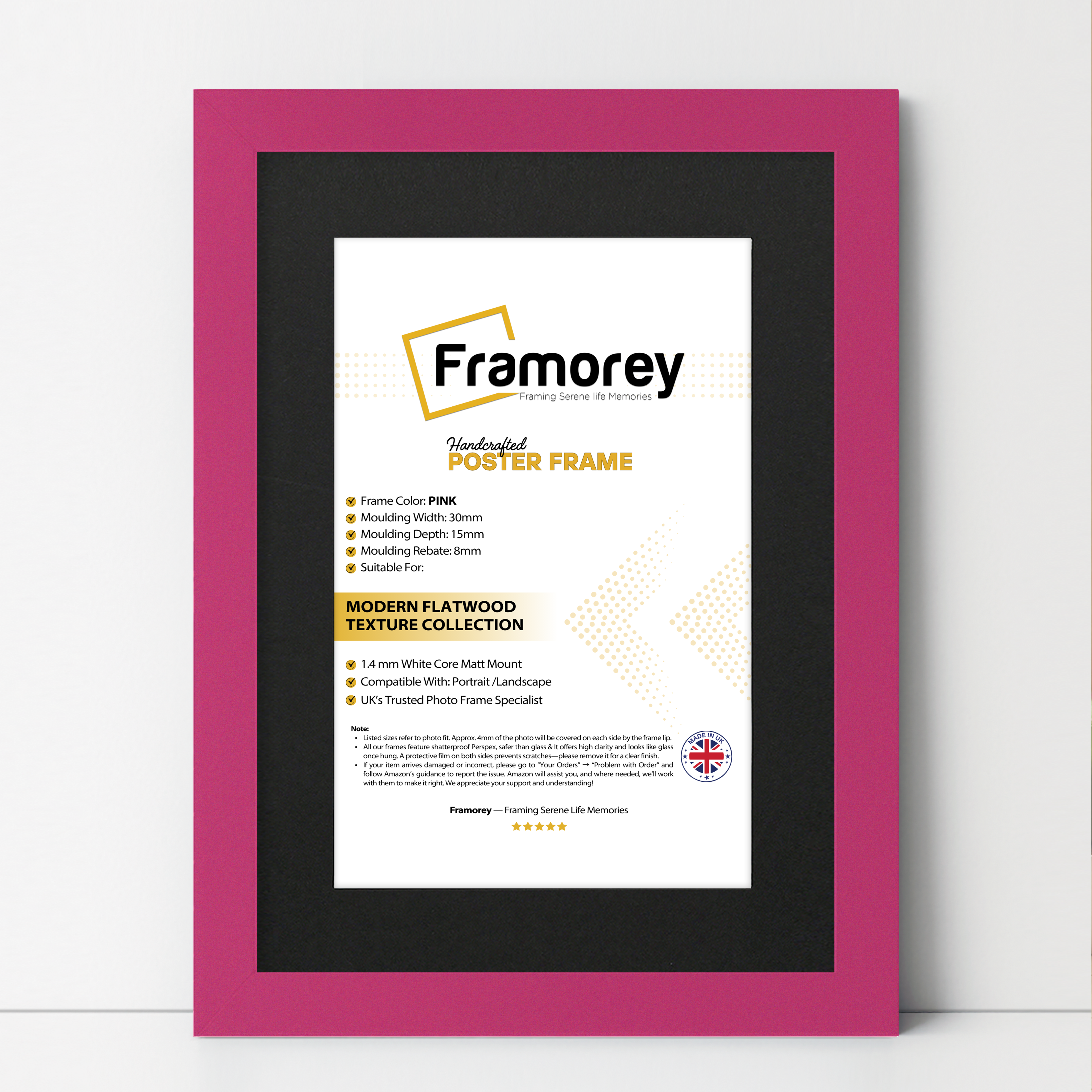 Pink Picture Frame with Black Mount