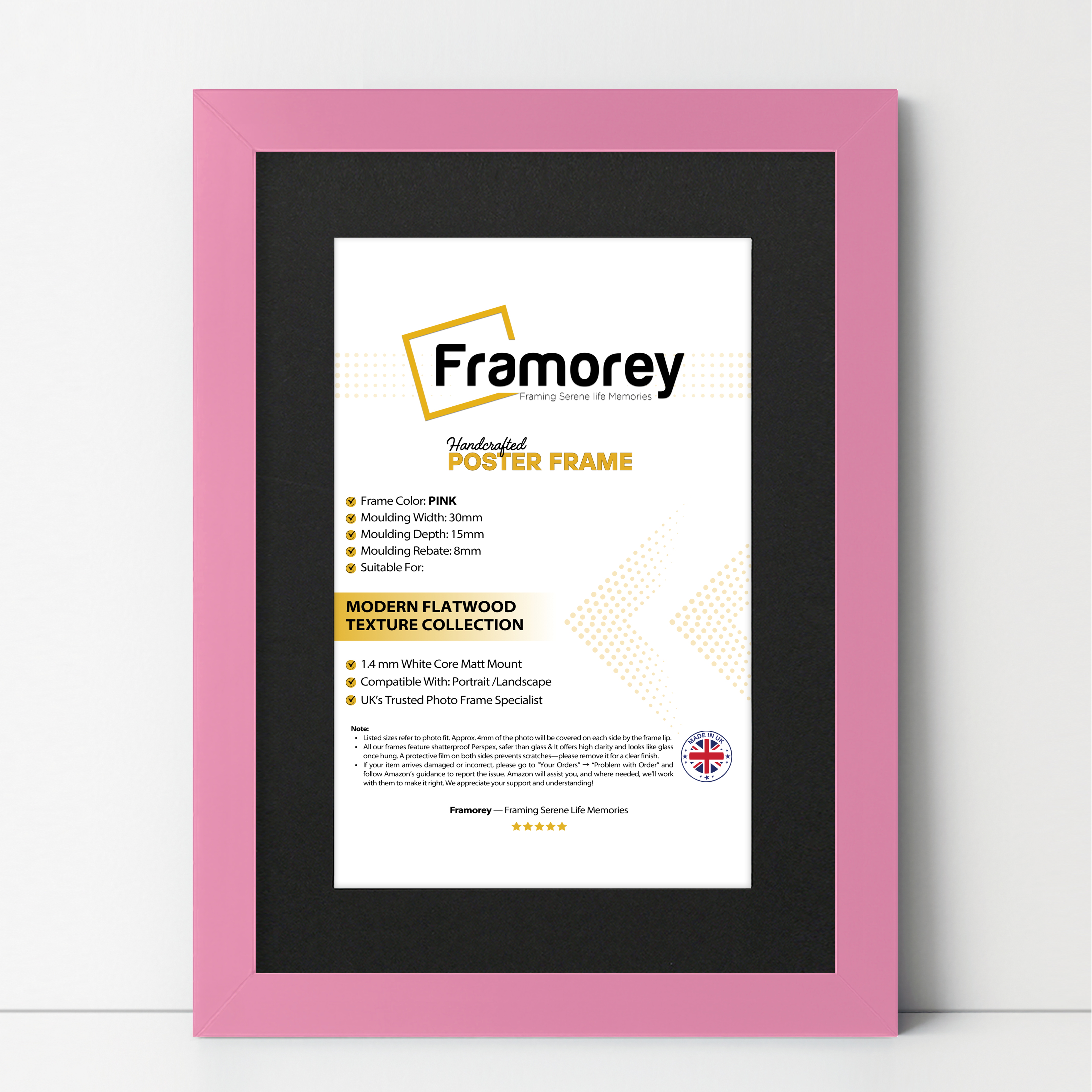 Pink Picture Frame with Black Mount