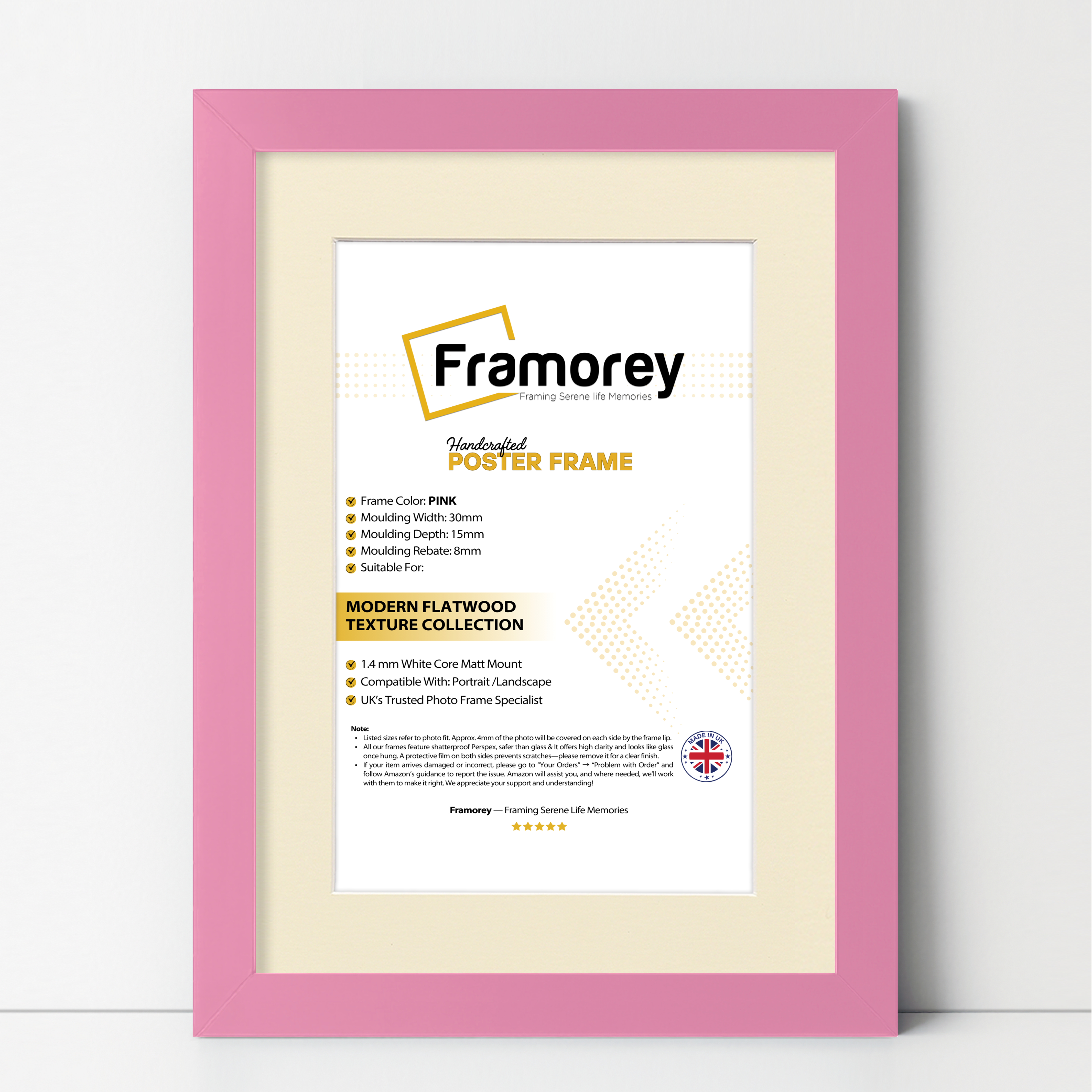 Pink Picture Frame With Ivory Mount