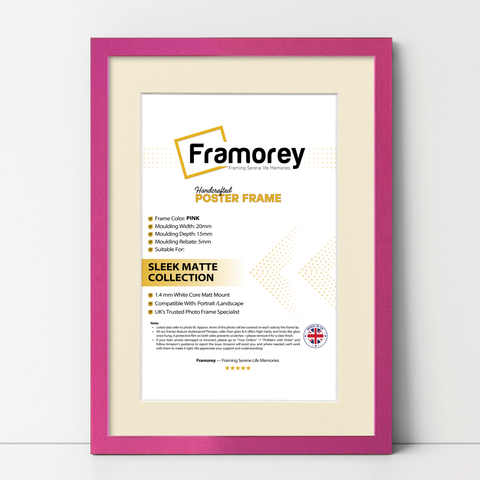 Thin Style Pink Picture Frame With Ivory Mount