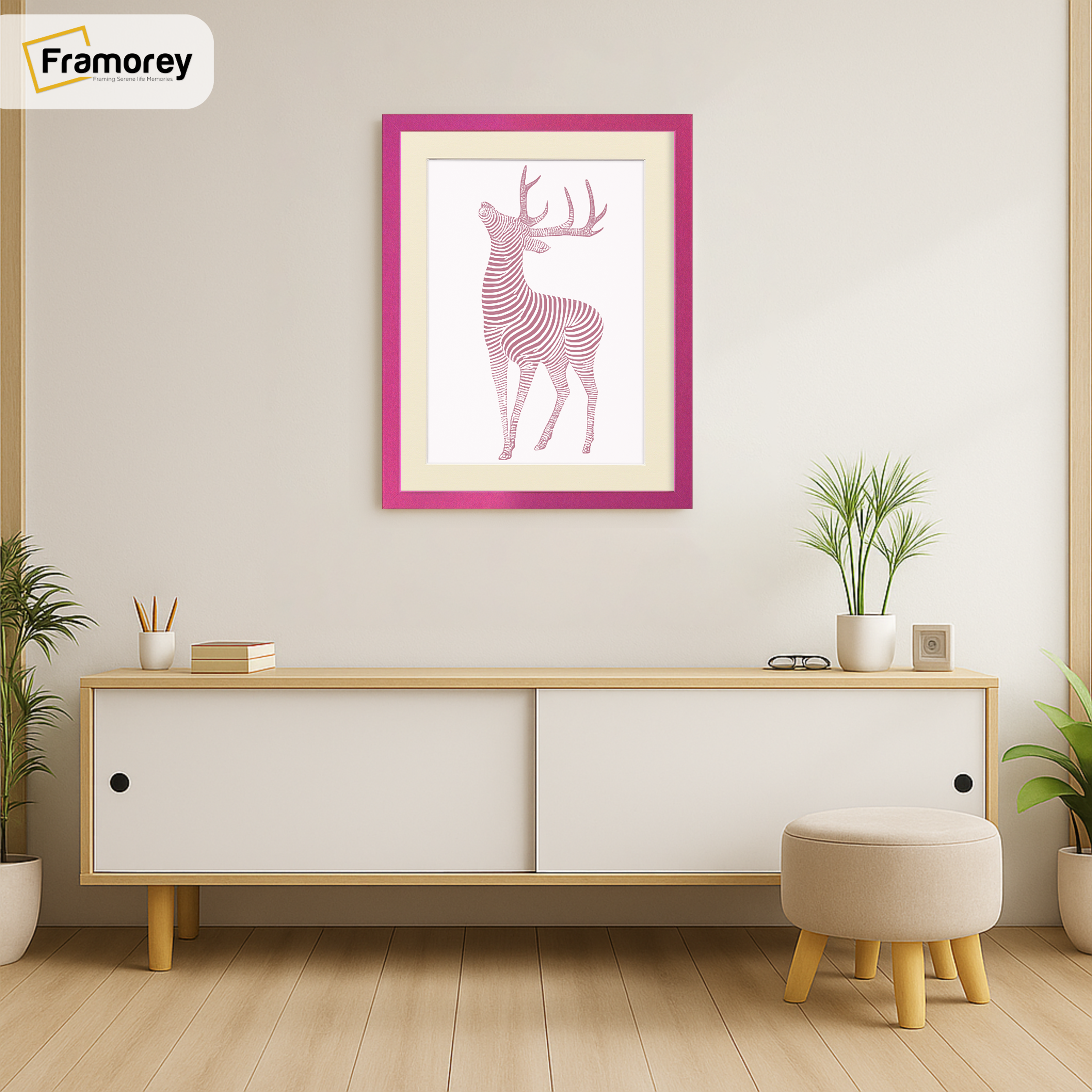 Thin Matt Pink Picture Frame With Ivory Mount