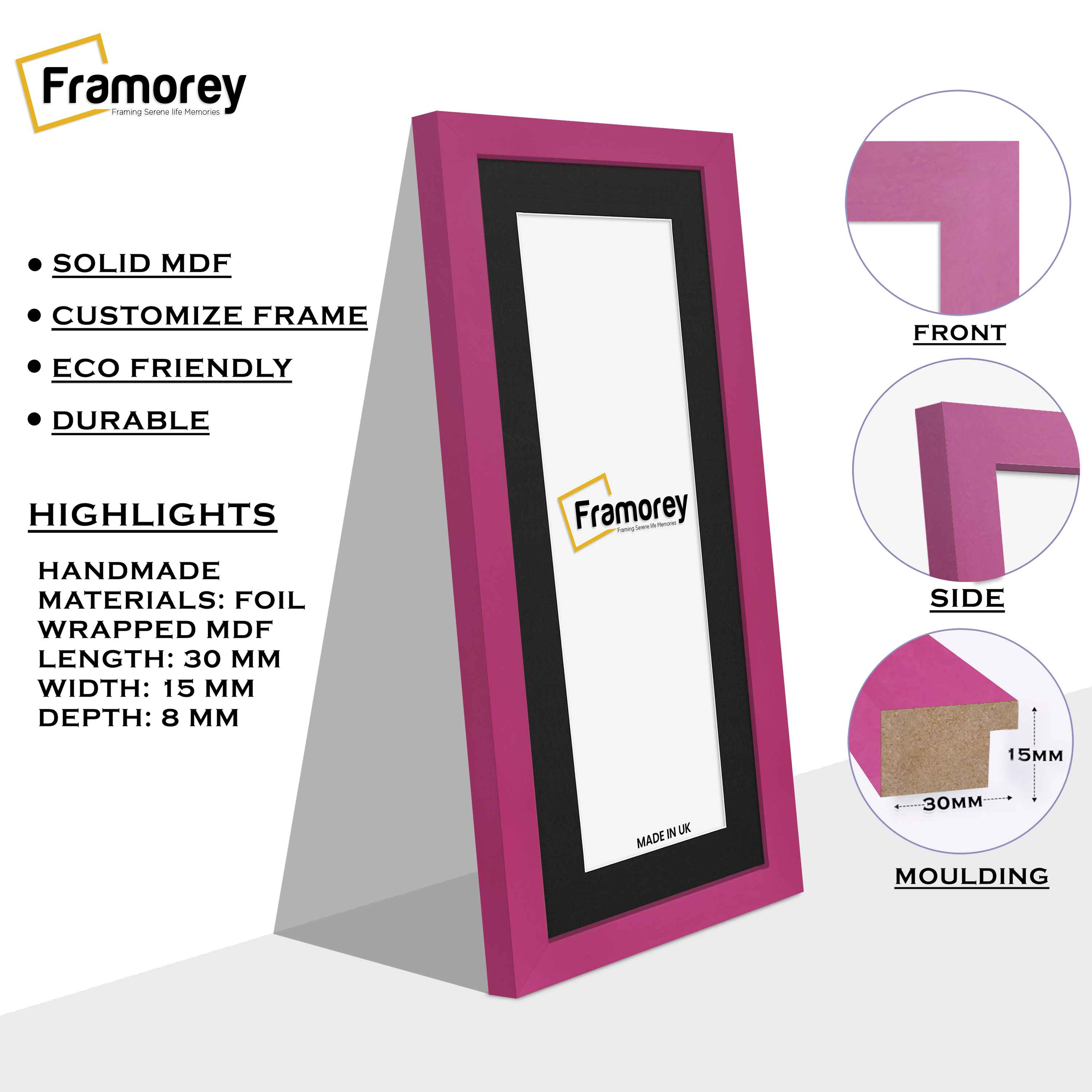 Panoramic Pink Picture Frame With Black Mount Wall Décor Frame
