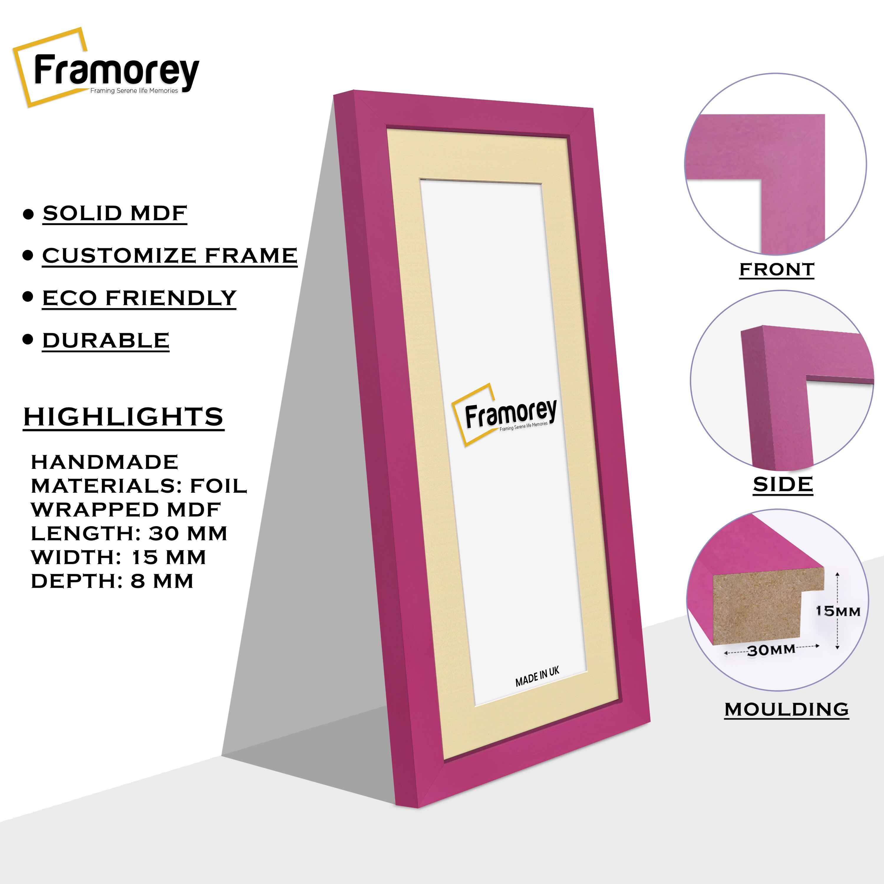 Panoramic Pink Picture Frame With Ivory Mount Wall Décor Frame