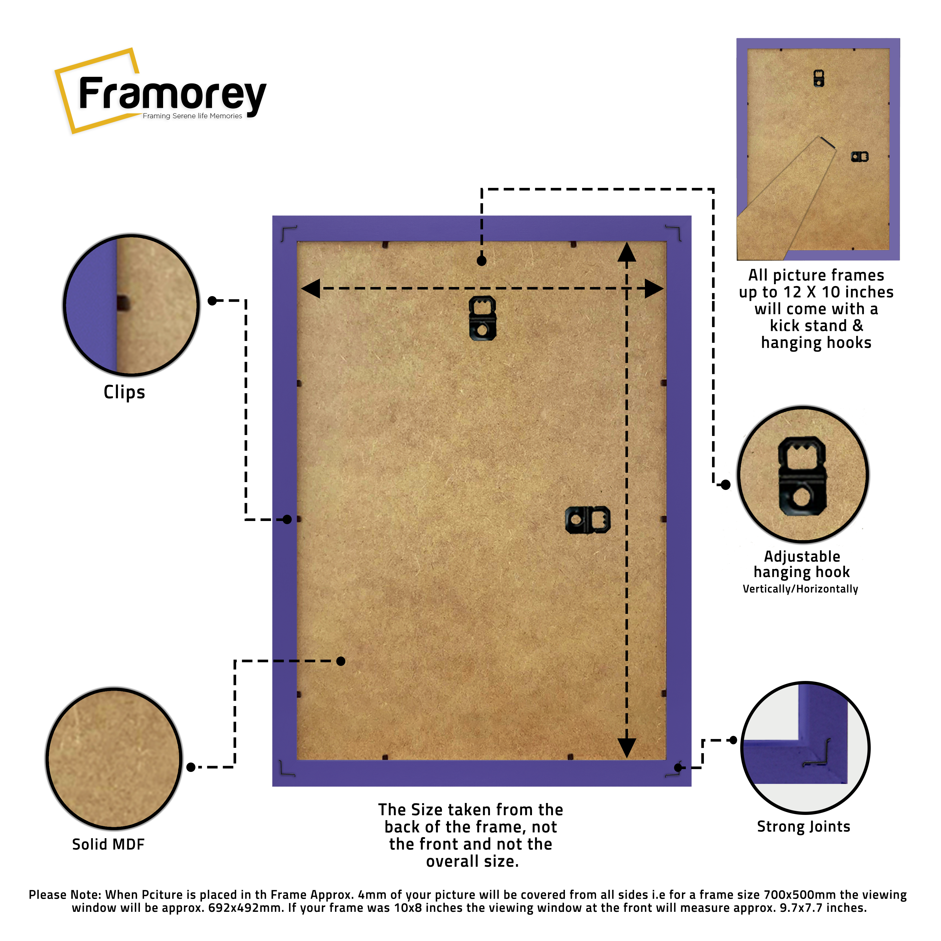 Thin Matt Purple Picture Frame With Black Mount