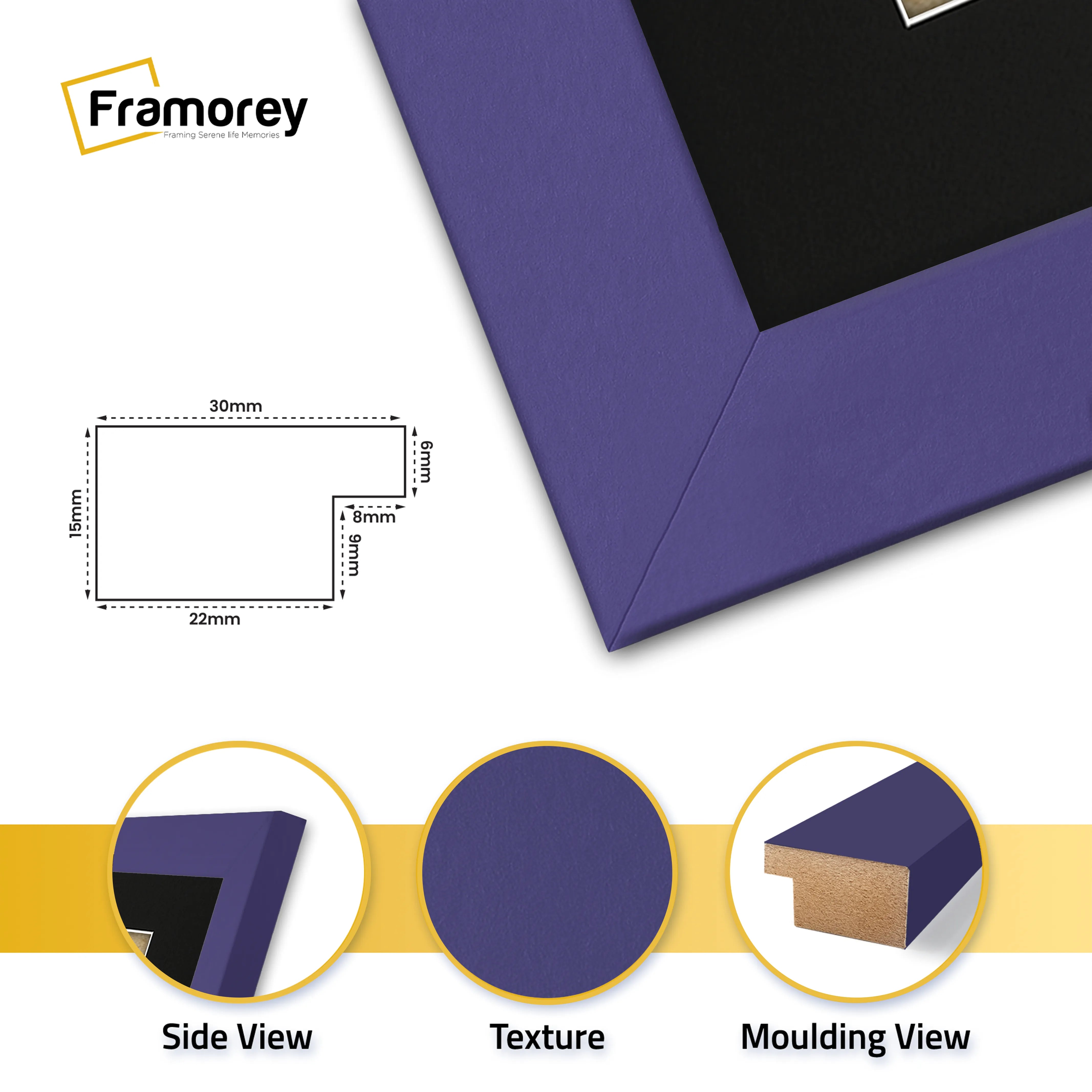 Panoramic Purple Picture Frame With Black Mount